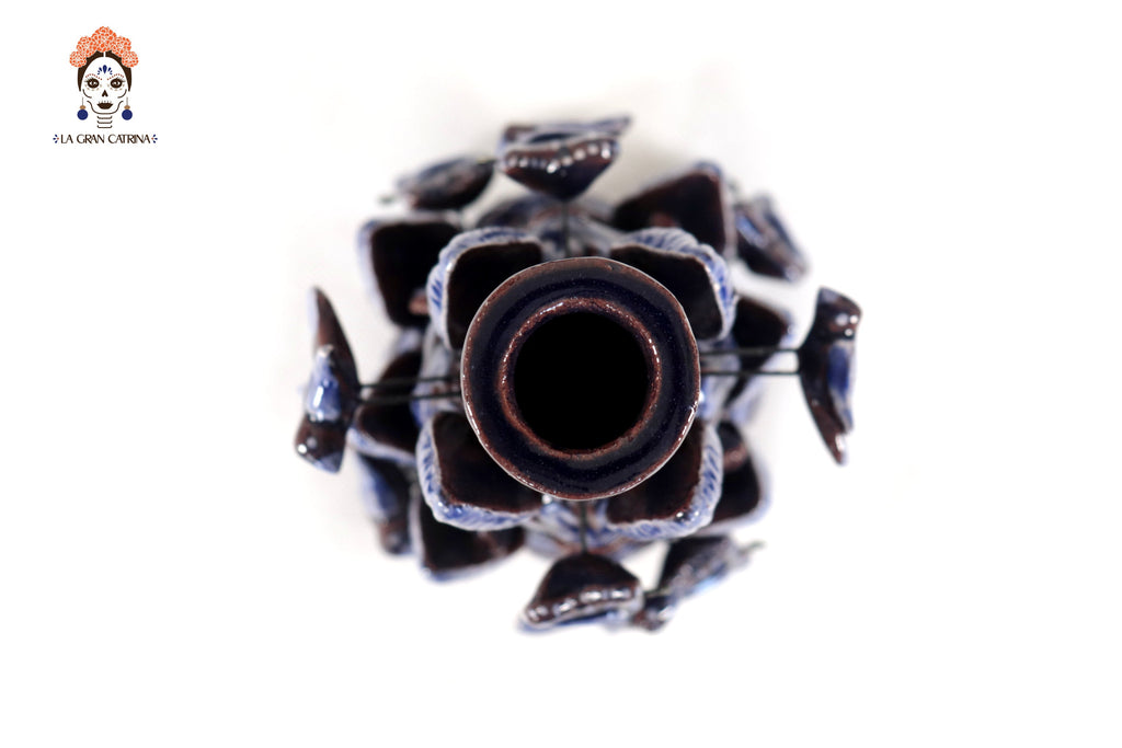 Set of 3 Porta Cirio Blue - Glazed Clay - 11.4 in. Montoya