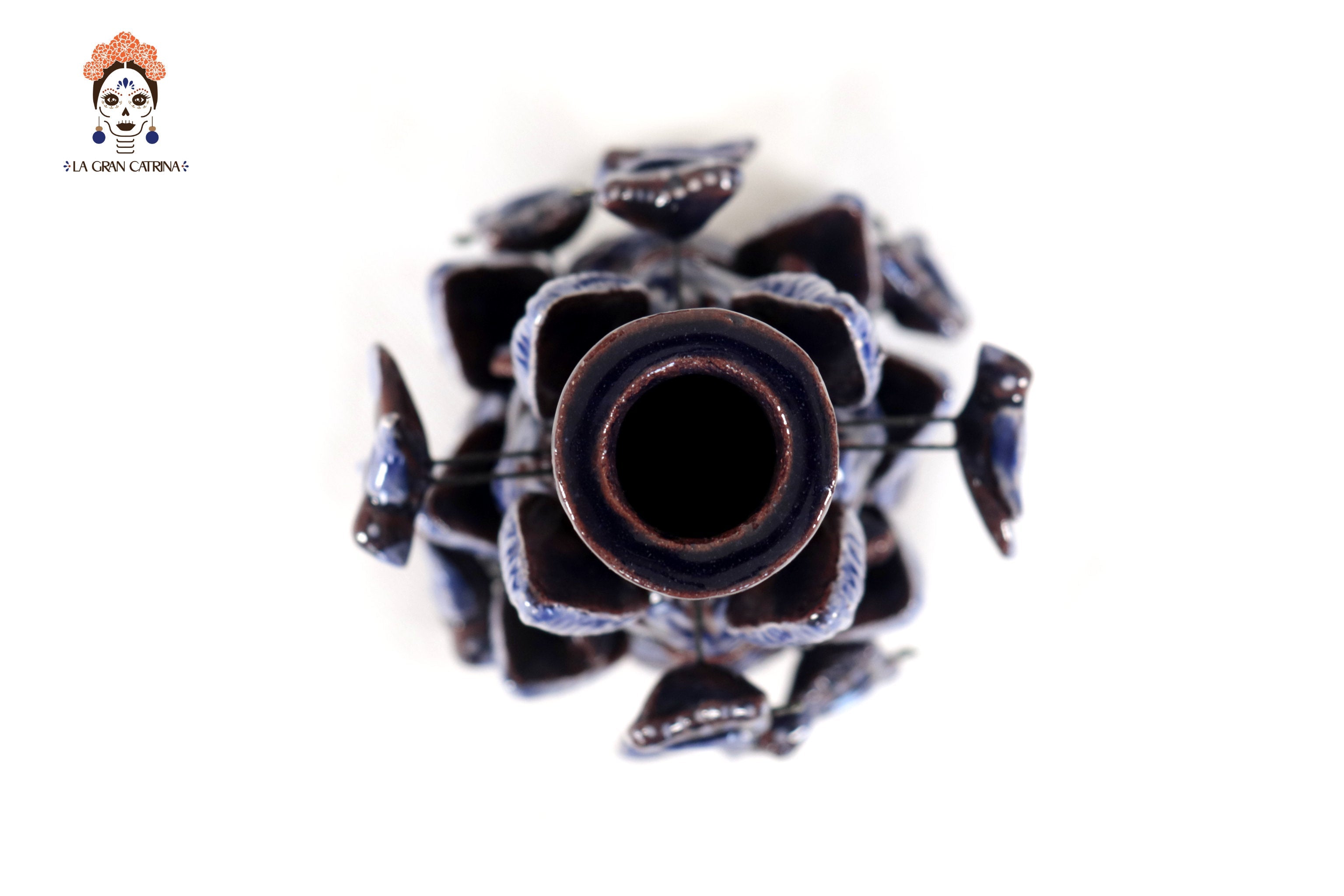 Set of 3 Porta Cirio Blue - Glazed Clay - 11.4 in. Montoya