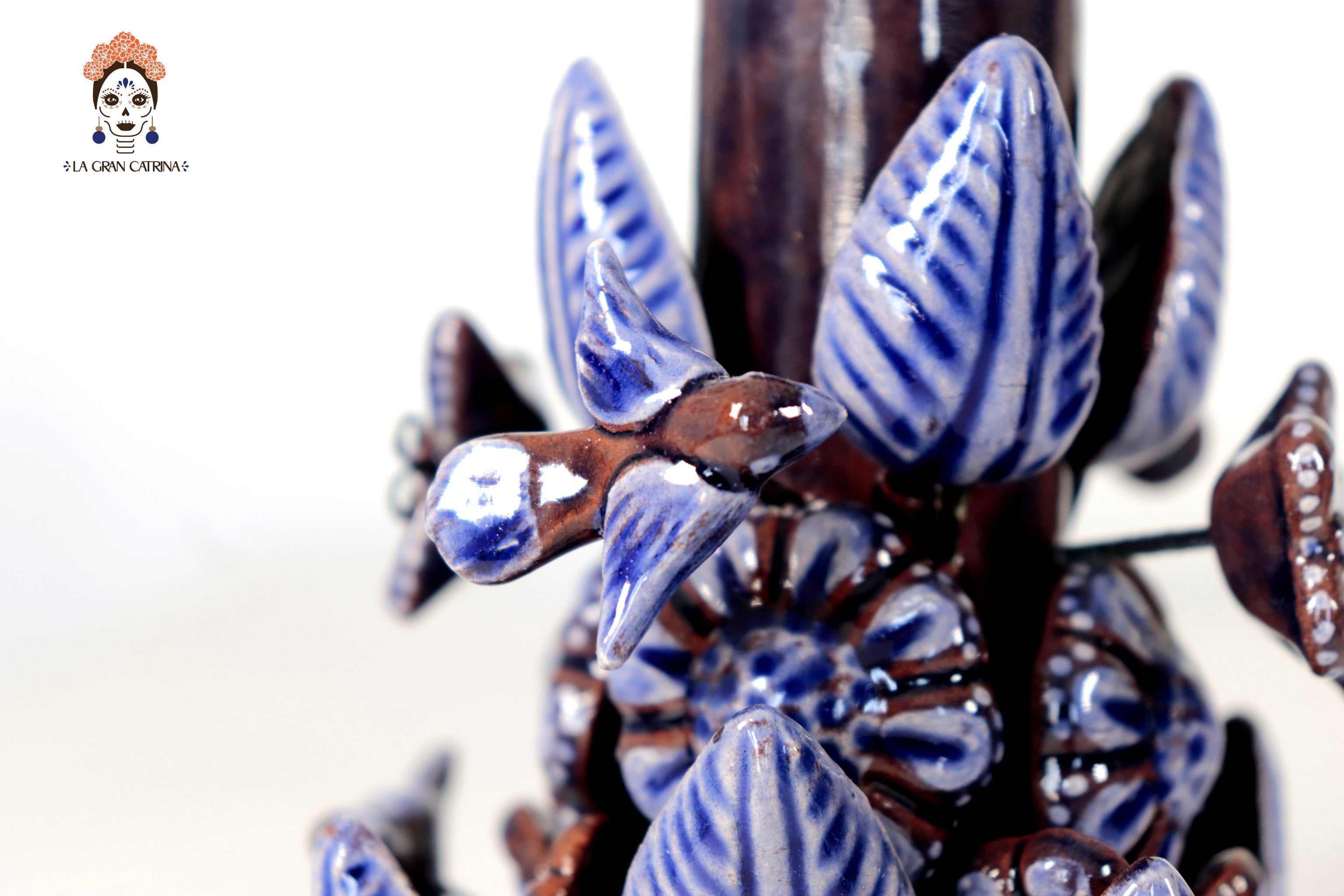 Set of 3 Porta Cirio Blue - Glazed Clay - 11.4 in. Montoya