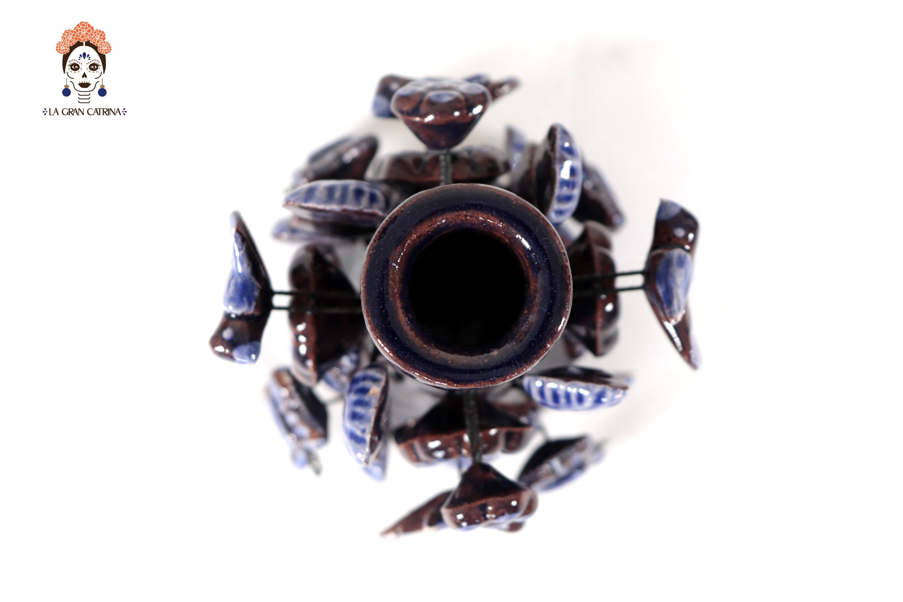 Set of 3 Porta Cirio Blue - Glazed Clay - 11.4 in. Montoya