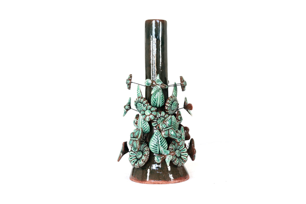 Set of 3 Porta Cirio Green - Glazed Clay - 11.4 in. Montoya