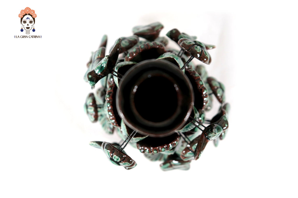 Set of 3 Porta Cirio Green - Glazed Clay - 11.4 in. Montoya