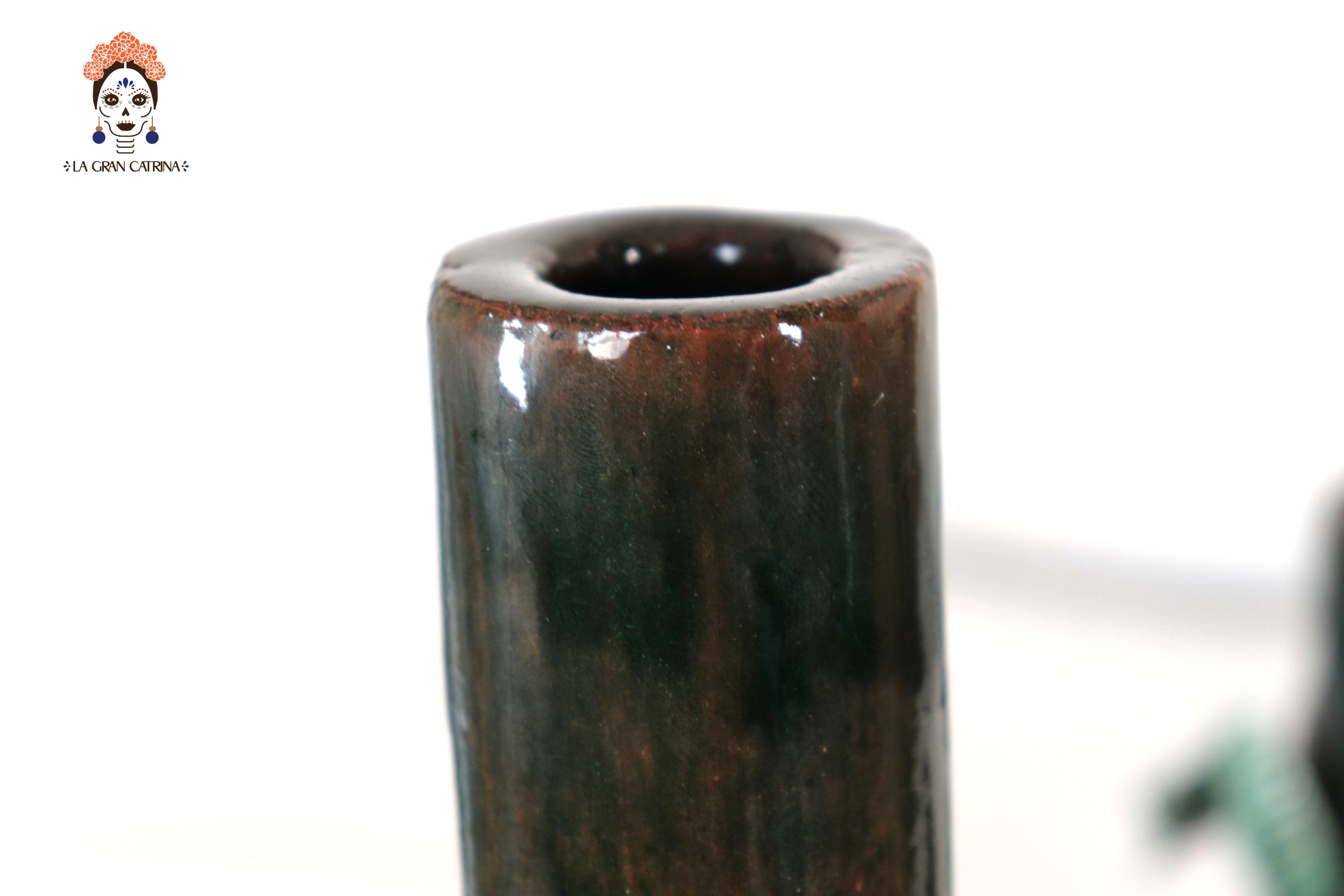 Set of 3 Porta Cirio Green - Glazed Clay - 11.4 in. Montoya