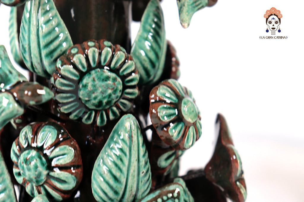 Set of 3 Porta Cirio Green - Glazed Clay - 11.4 in. Montoya