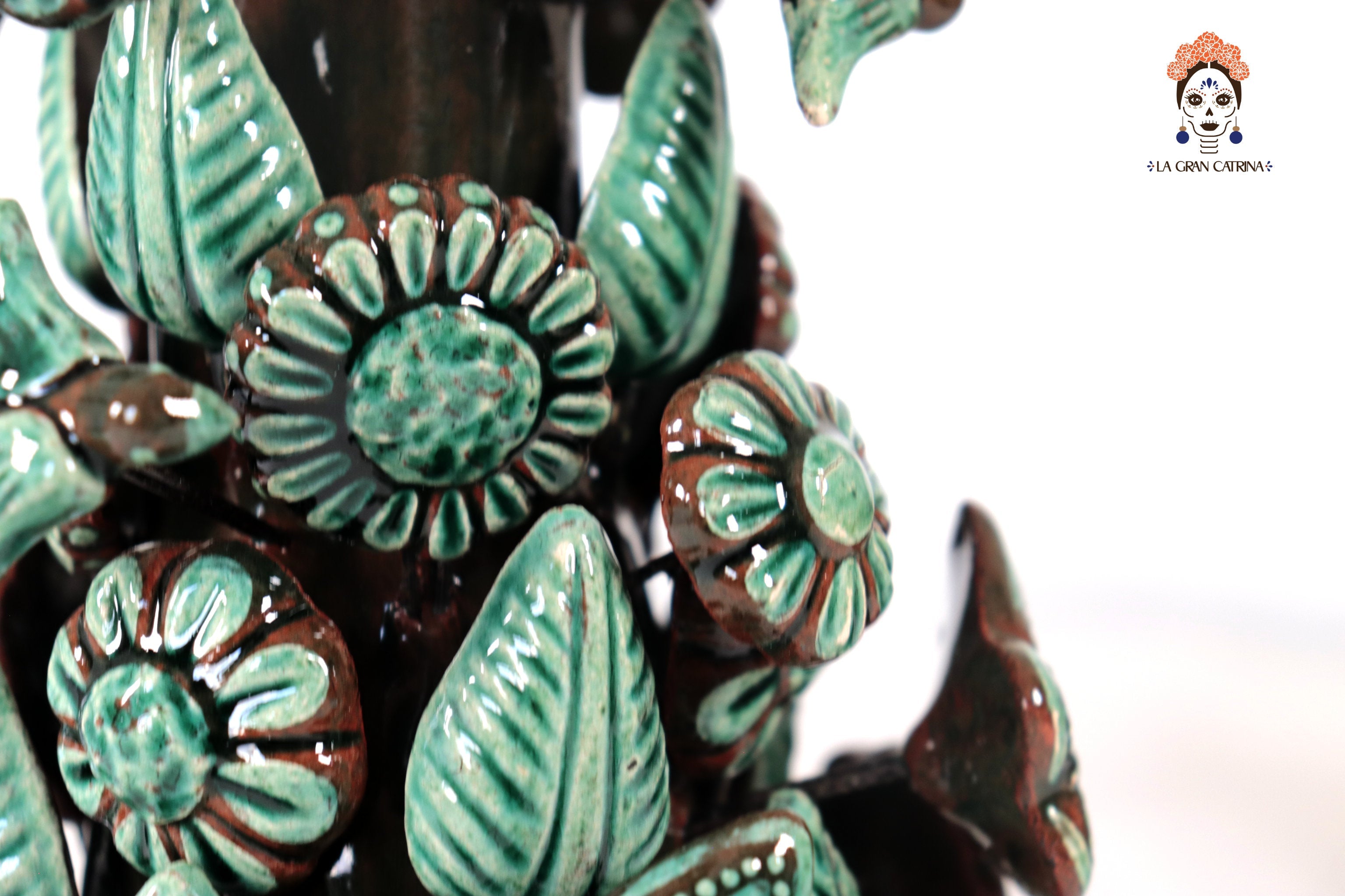Set of 3 Porta Cirio Green - Glazed Clay - 11.4 in. Montoya