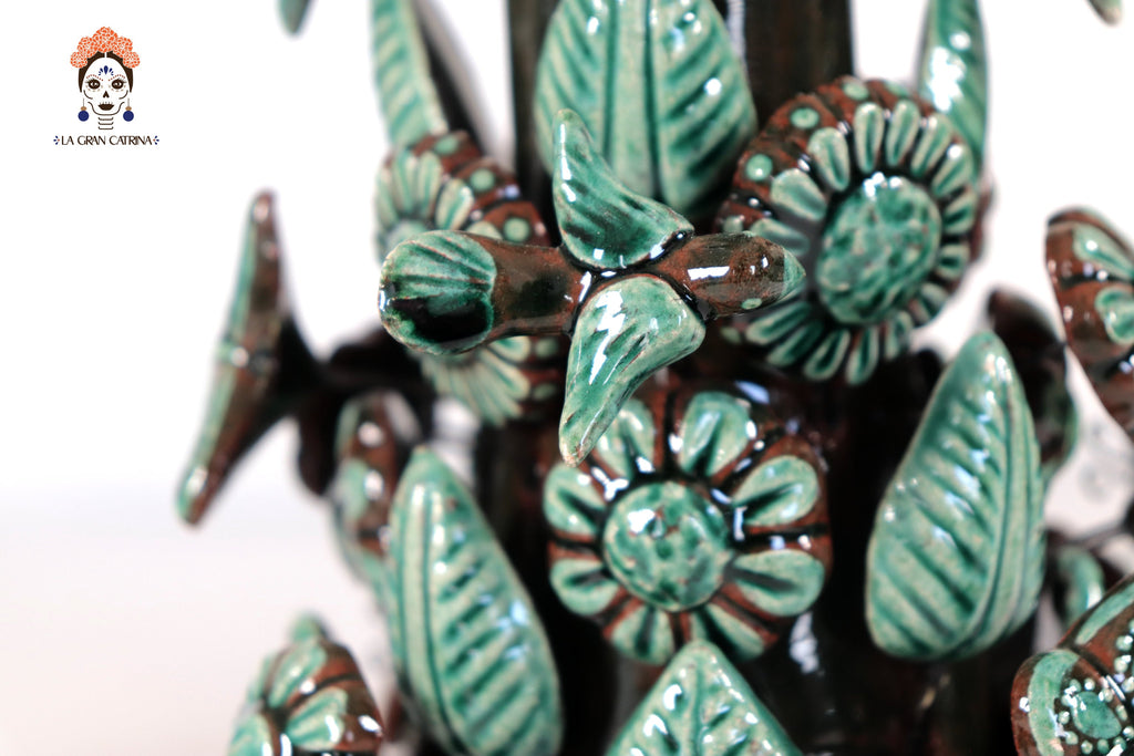 Set of 3 Porta Cirio Green - Glazed Clay - 11.4 in. Montoya