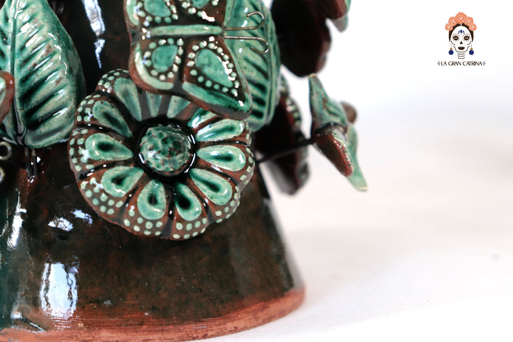 Set of 3 Porta Cirio Green - Glazed Clay - 11.4 in. Montoya