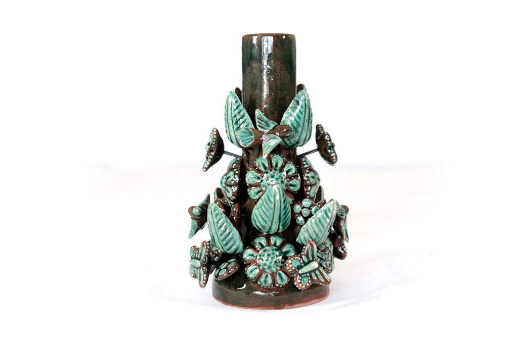 Set of 3 Porta Cirio Green - Glazed Clay - 11.4 in. Montoya