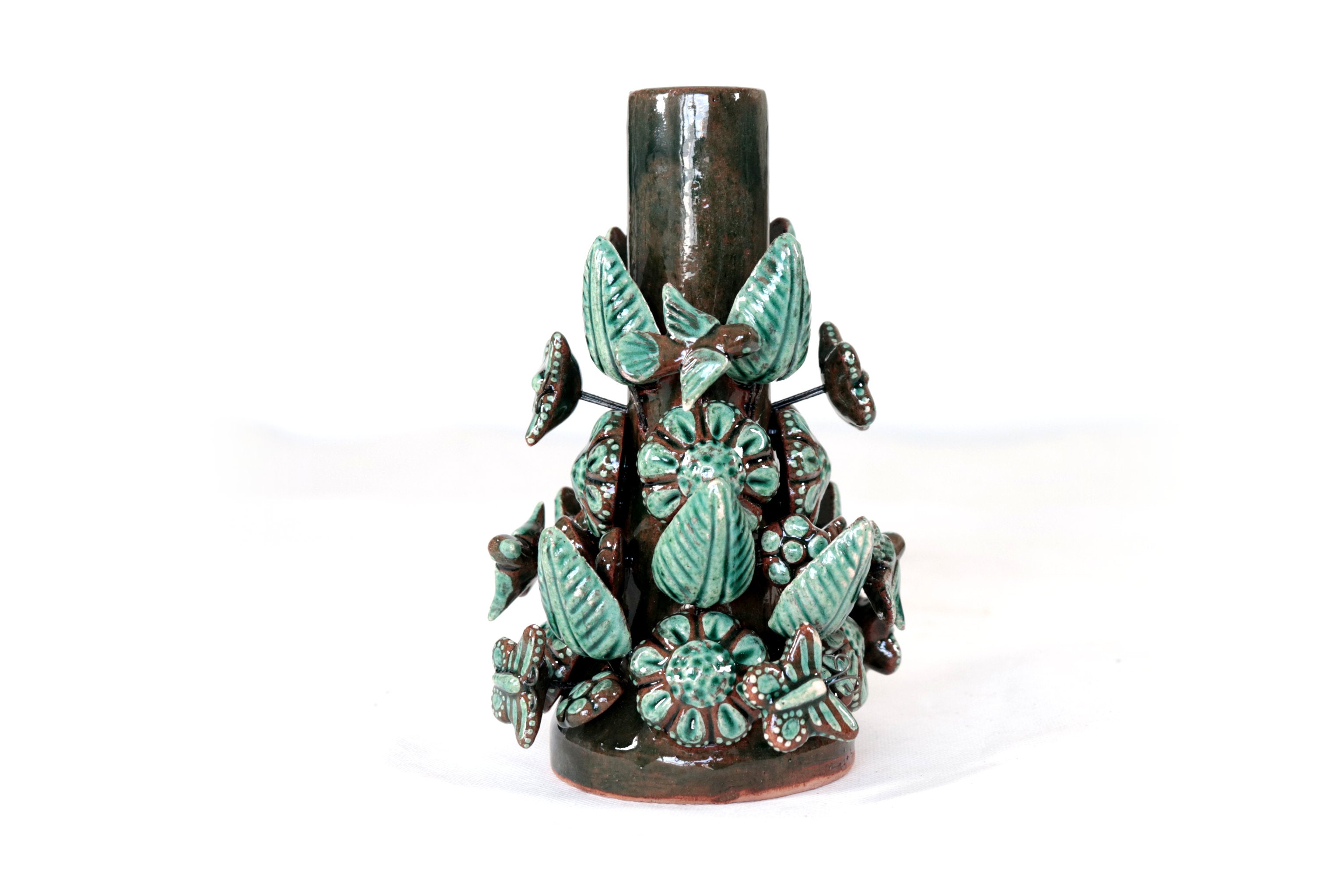 Set of 3 Porta Cirio Green - Glazed Clay - 11.4 in. Montoya