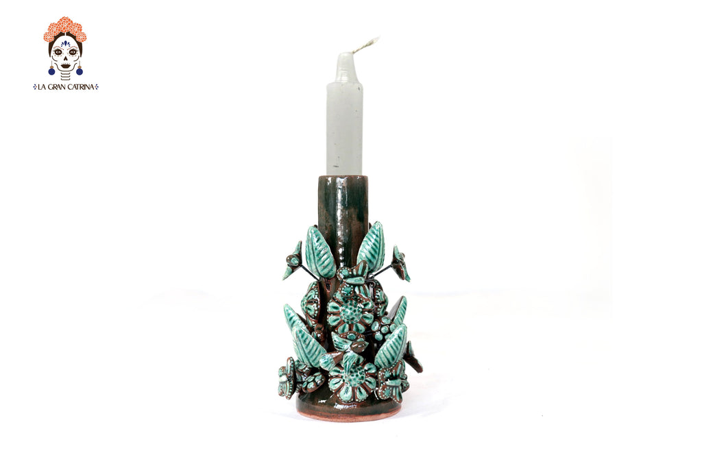 Set of 3 Porta Cirio Green - Glazed Clay - 11.4 in. Montoya