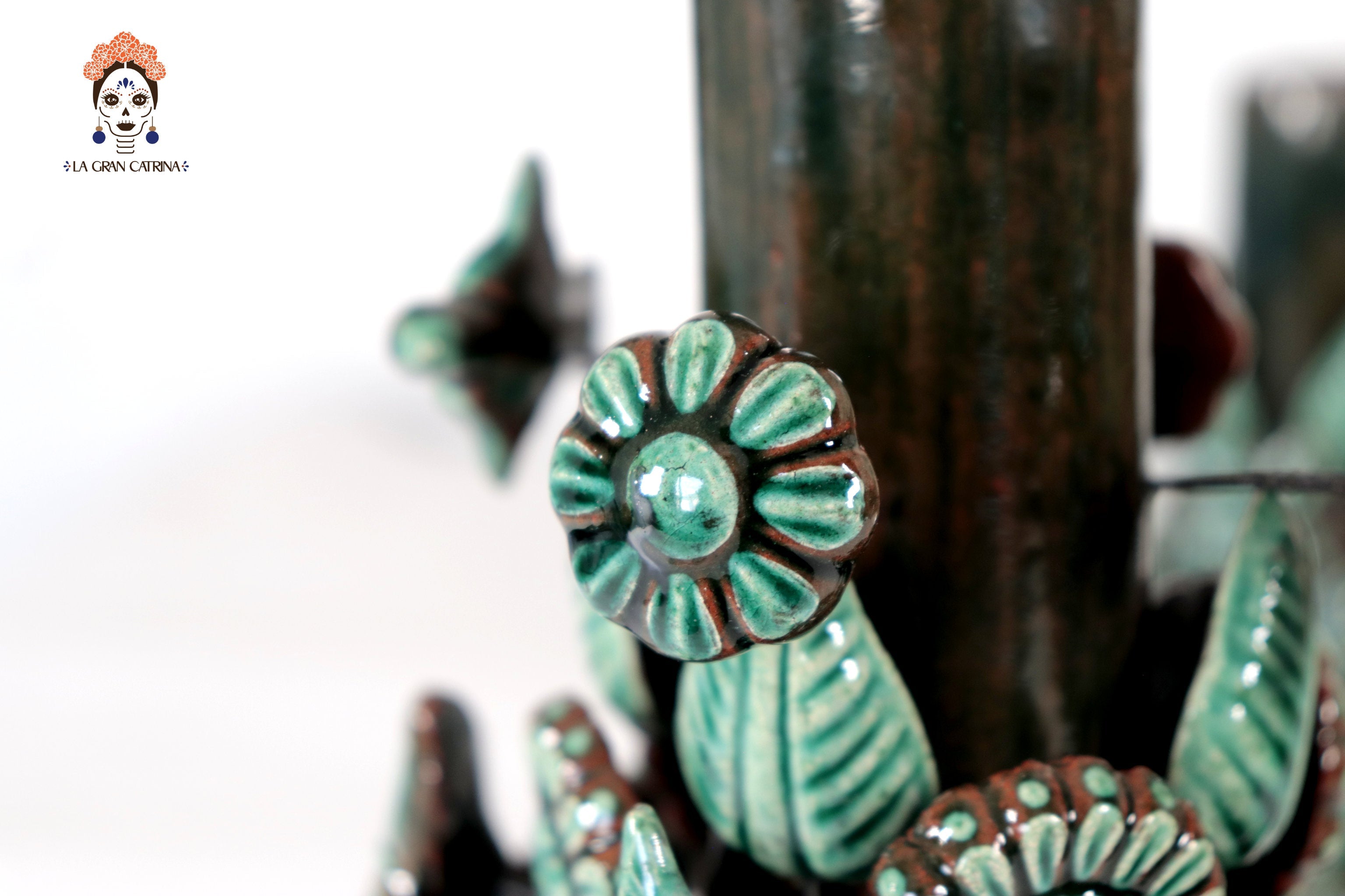 Set of 3 Porta Cirio Green - Glazed Clay - 11.4 in. Montoya