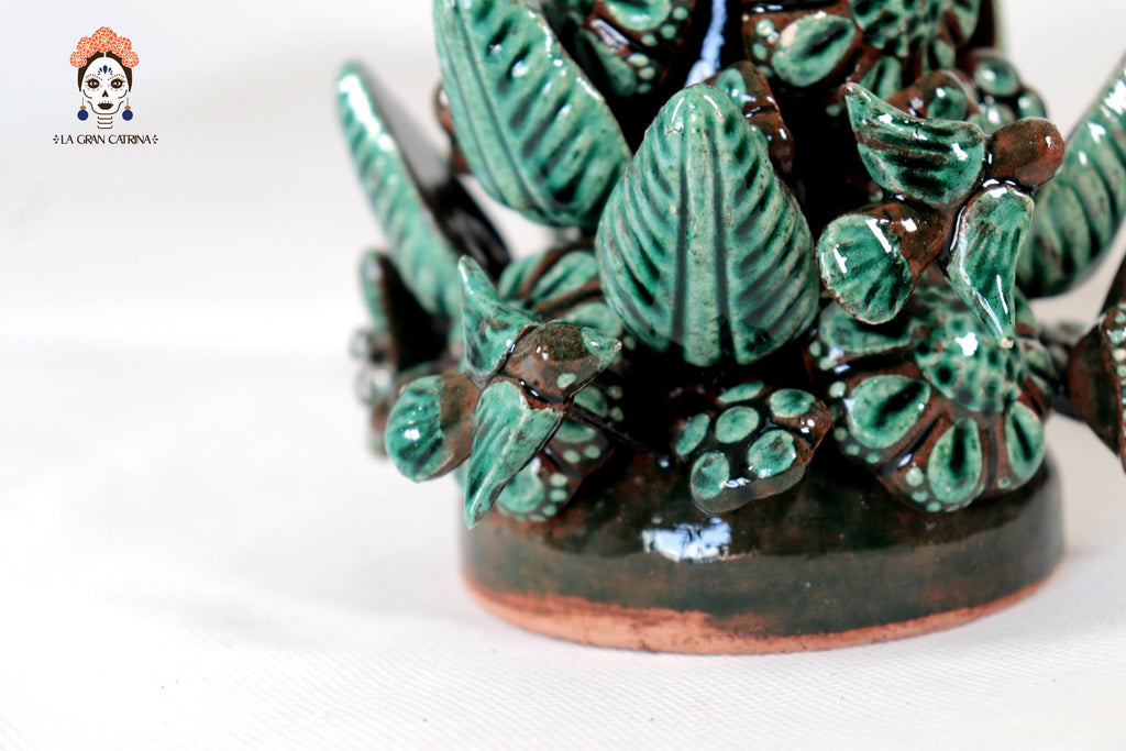 Set of 3 Porta Cirio Green - Glazed Clay - 11.4 in. Montoya