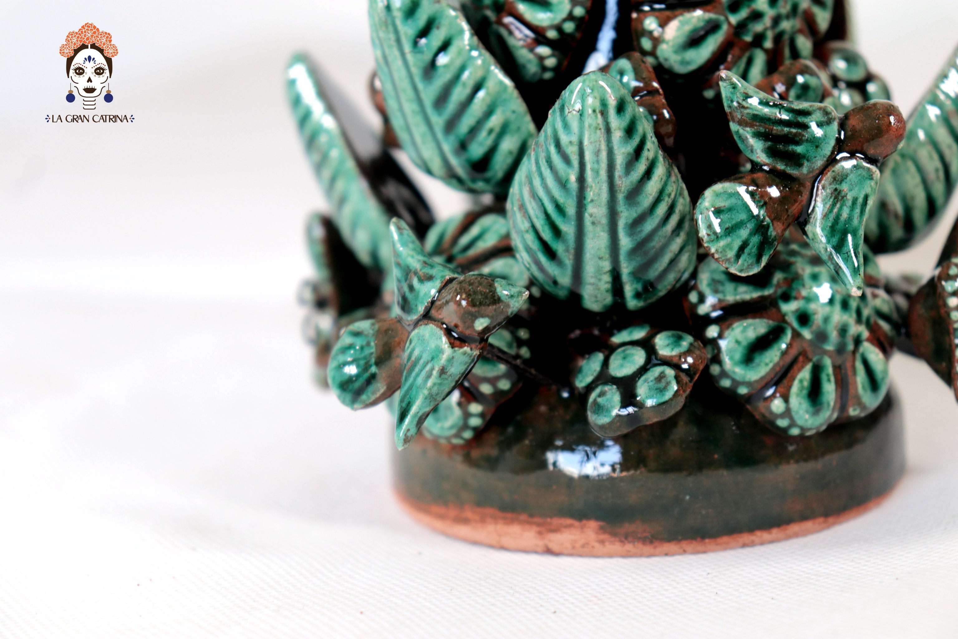 Set of 3 Porta Cirio Green - Glazed Clay - 11.4 in. Montoya