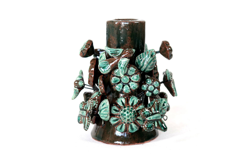 Set of 3 Porta Cirio Green - Glazed Clay - 11.4 in. Montoya