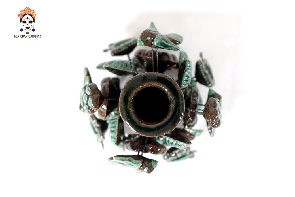Set of 3 Porta Cirio Green - Glazed Clay - 11.4 in. Montoya