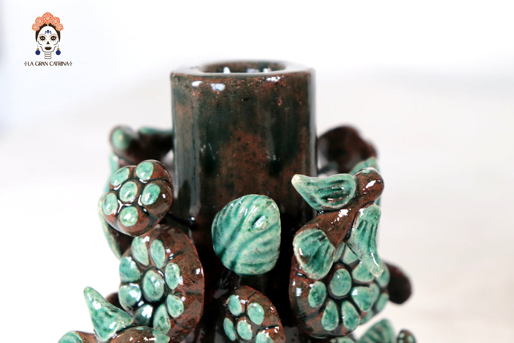 Set of 3 Porta Cirio Green - Glazed Clay - 11.4 in. Montoya