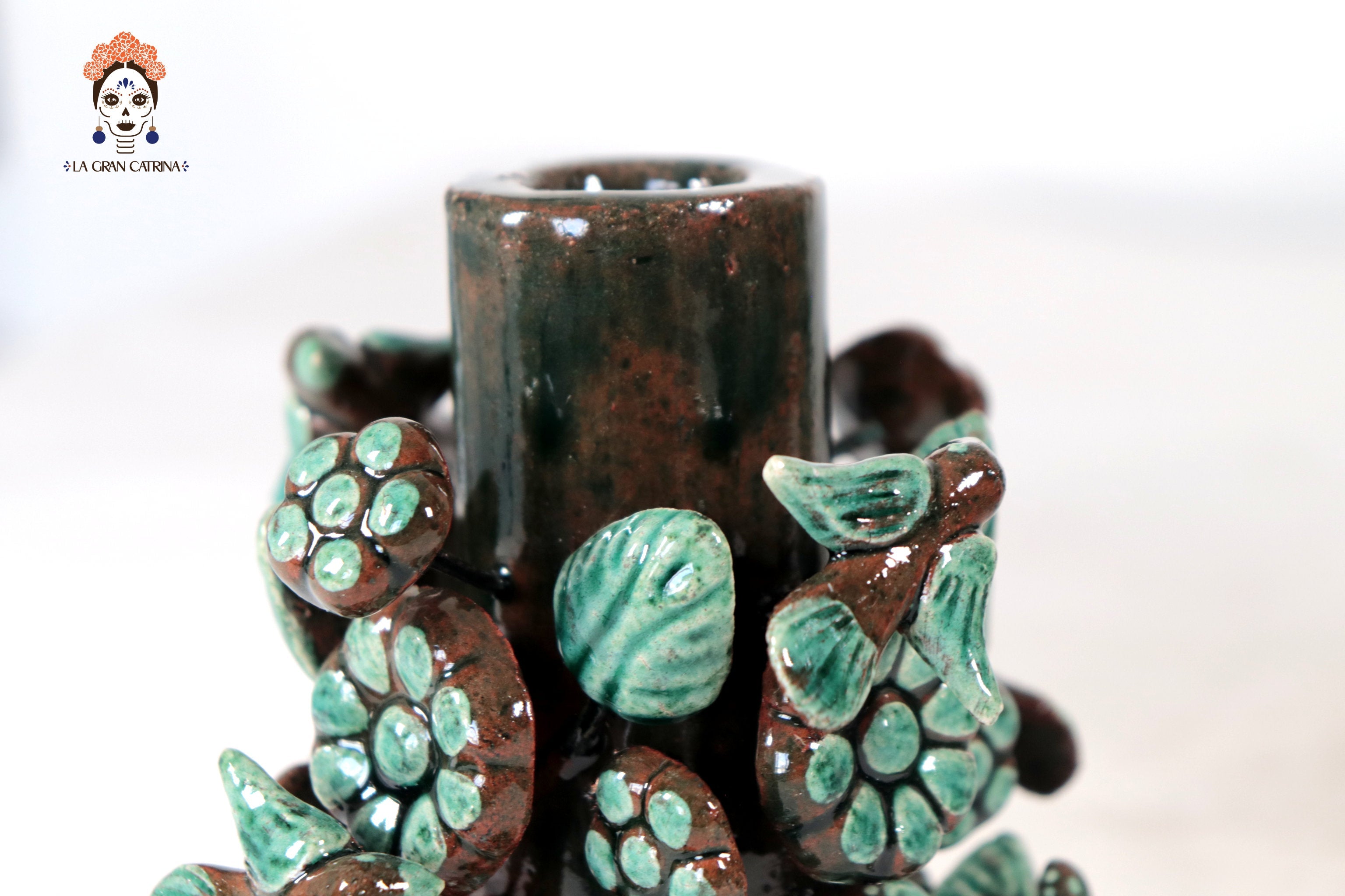 Set of 3 Porta Cirio Green - Glazed Clay - 11.4 in. Montoya