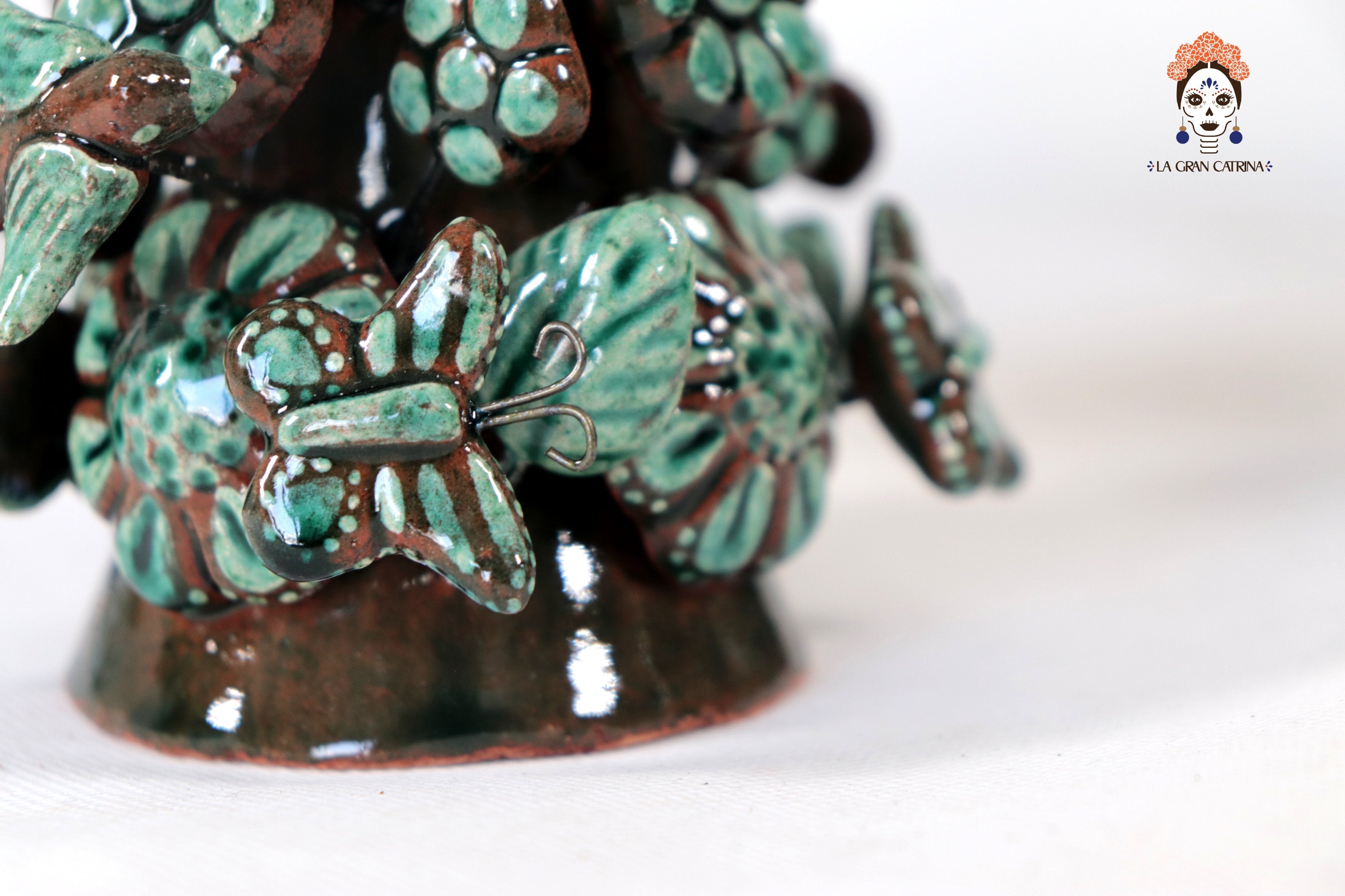Set of 3 Porta Cirio Green - Glazed Clay - 11.4 in. Montoya