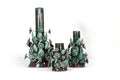 Set of 3 Porta Cirio Green - Glazed Clay - 11.4 in. Montoya