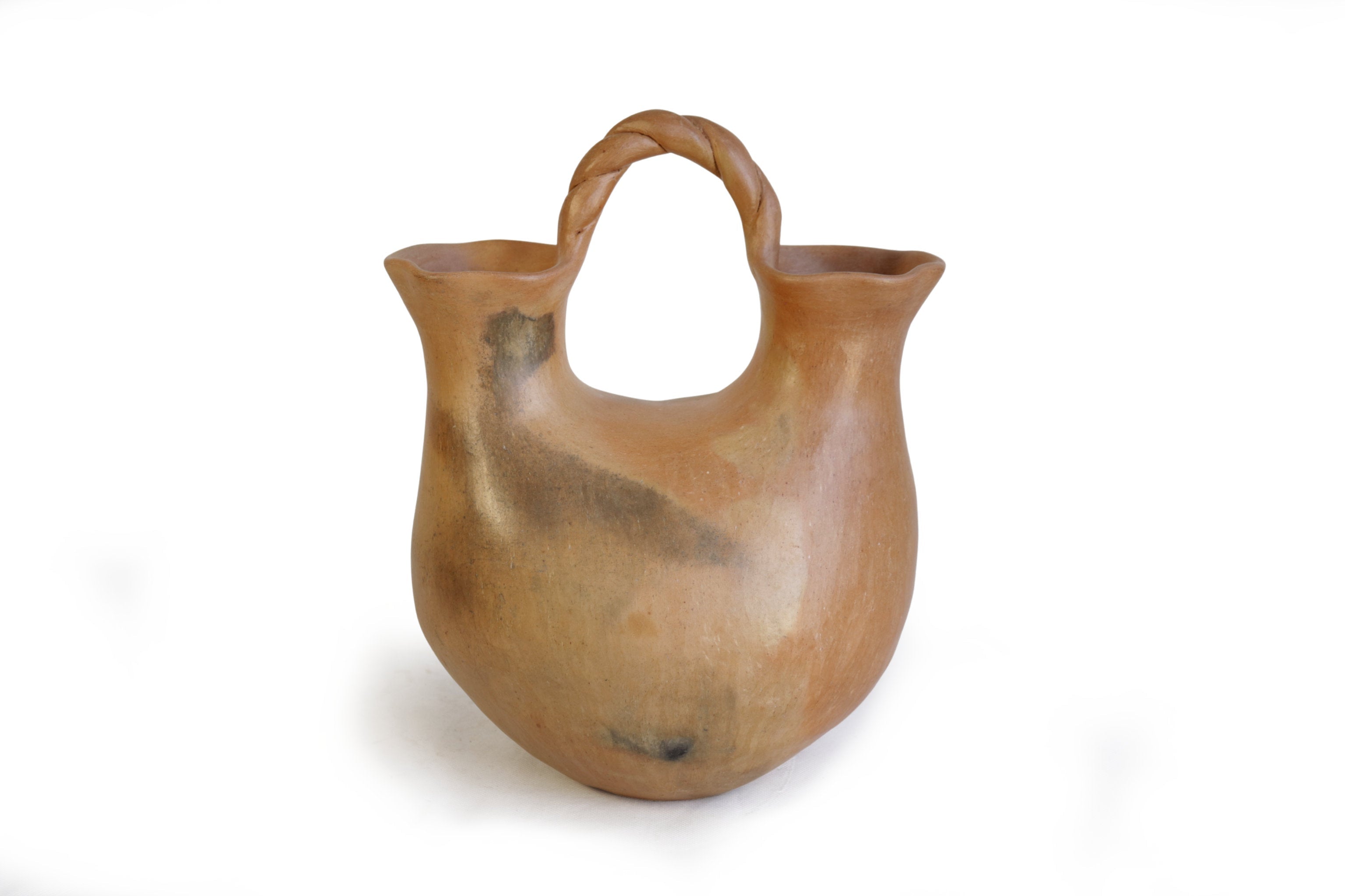 Vessel Ancestral Mixe with 2 openings opossum-tail handle - 12.2 in. Silvia Mixe