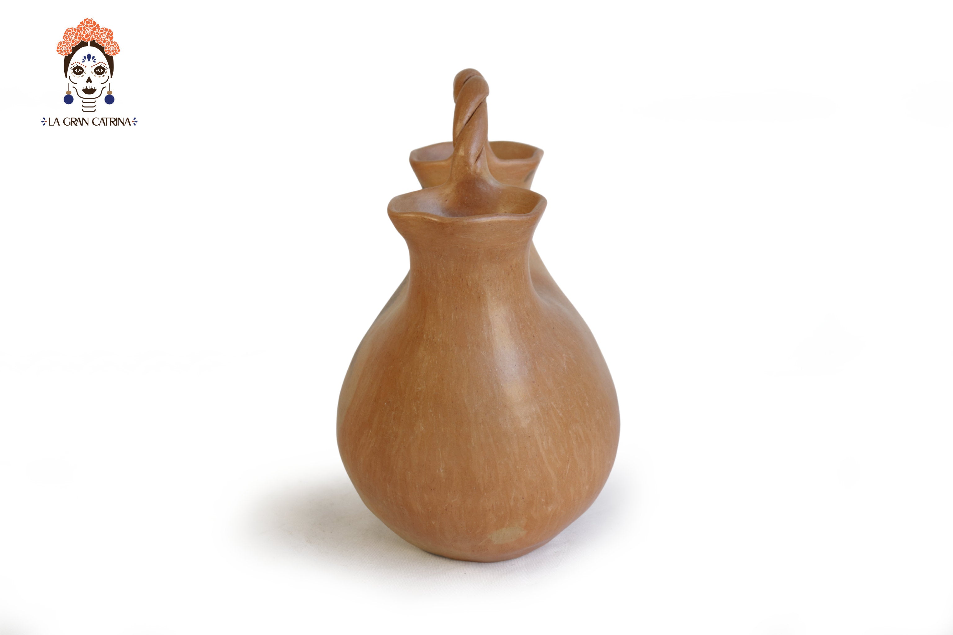 Vessel Ancestral Mixe with 2 openings opossum-tail handle - 12.2 in. Silvia Mixe