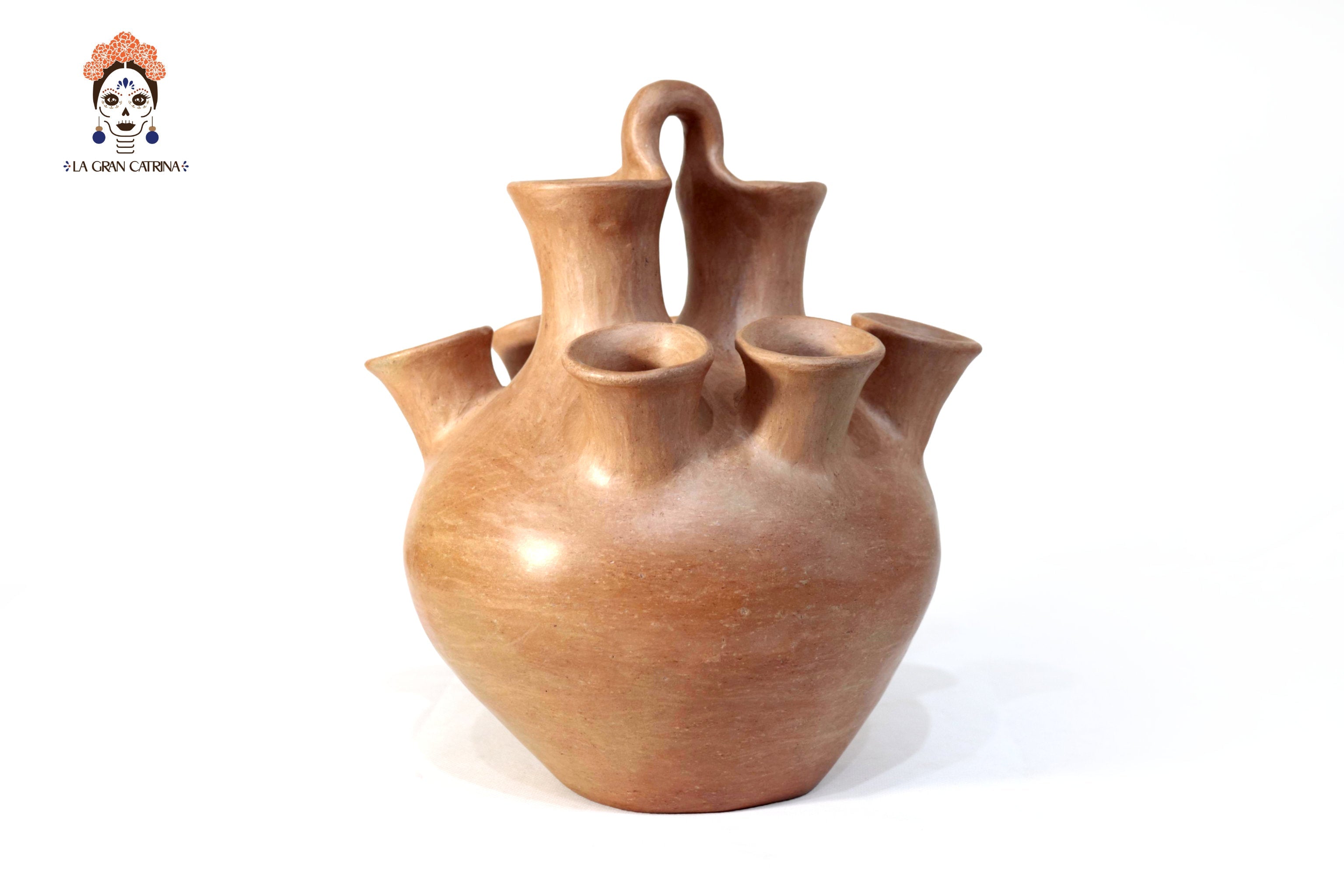 Vessel Ancestral Mixe with 8 openings - 10.6 in. Silvia Mixe