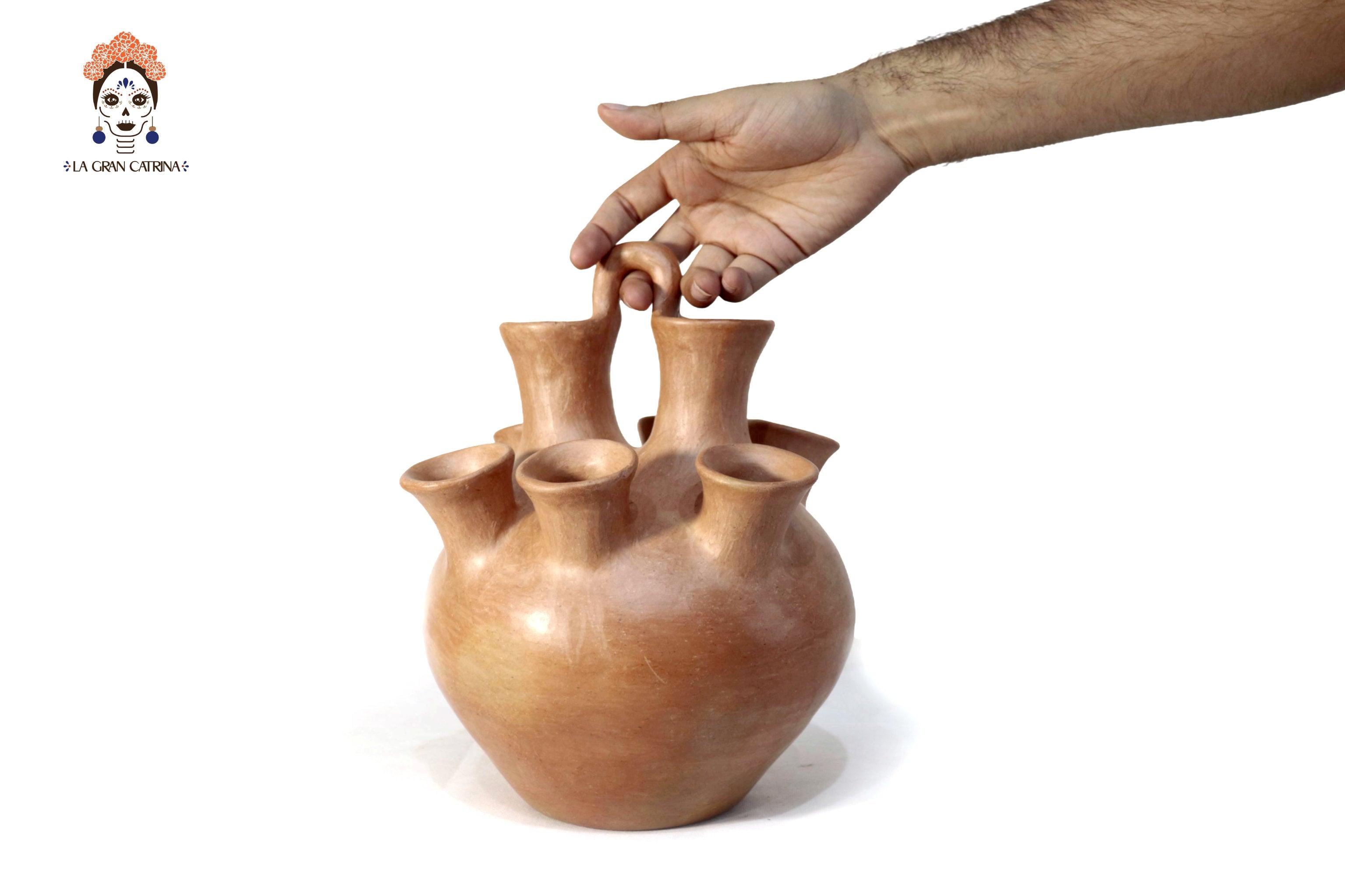 Vessel Ancestral Mixe with 8 openings - 10.6 in. Silvia Mixe