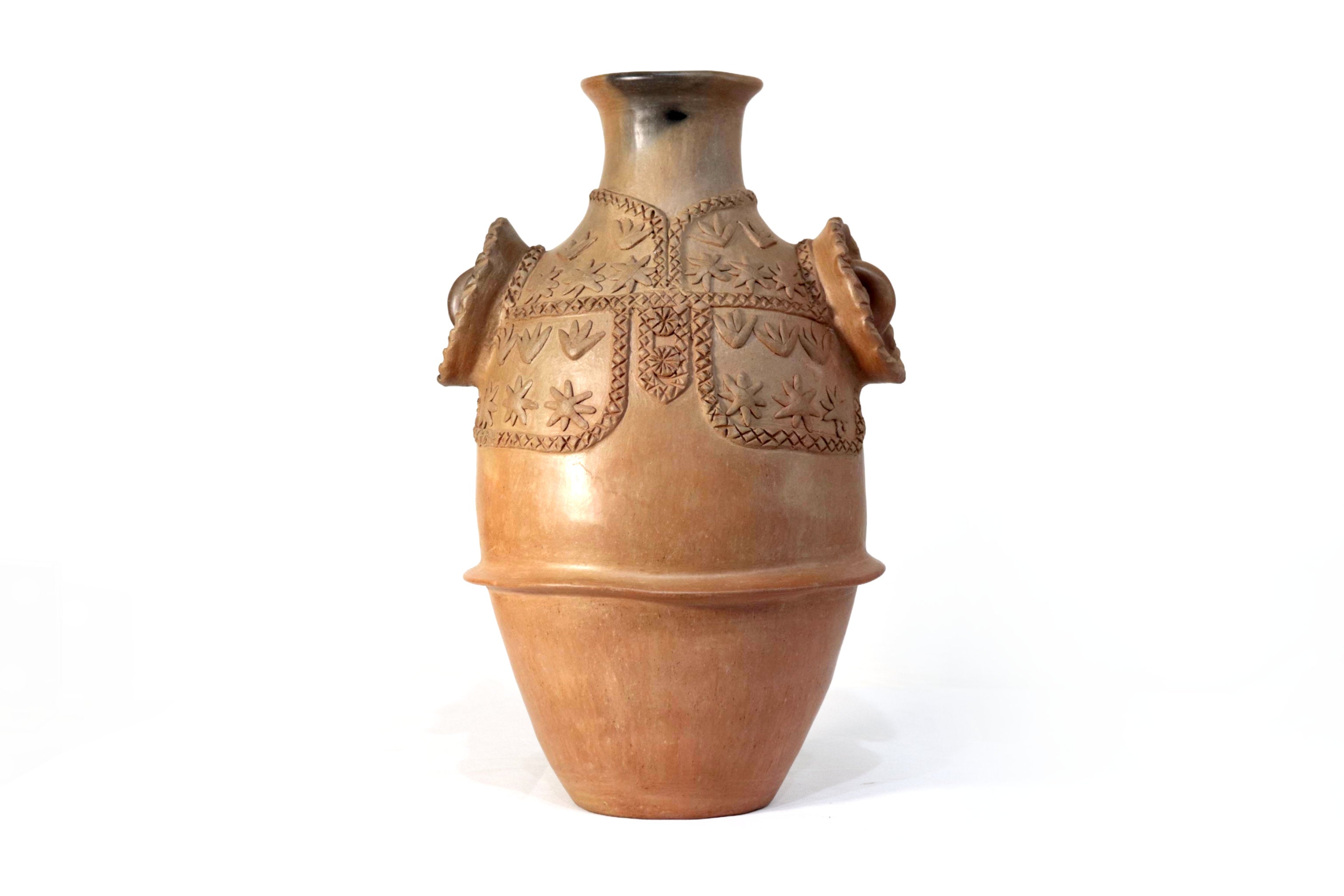 Vessel Mixe Tlahui Huipil of Natural Clay - 14.9 in. - in. Production Silvia Mixe