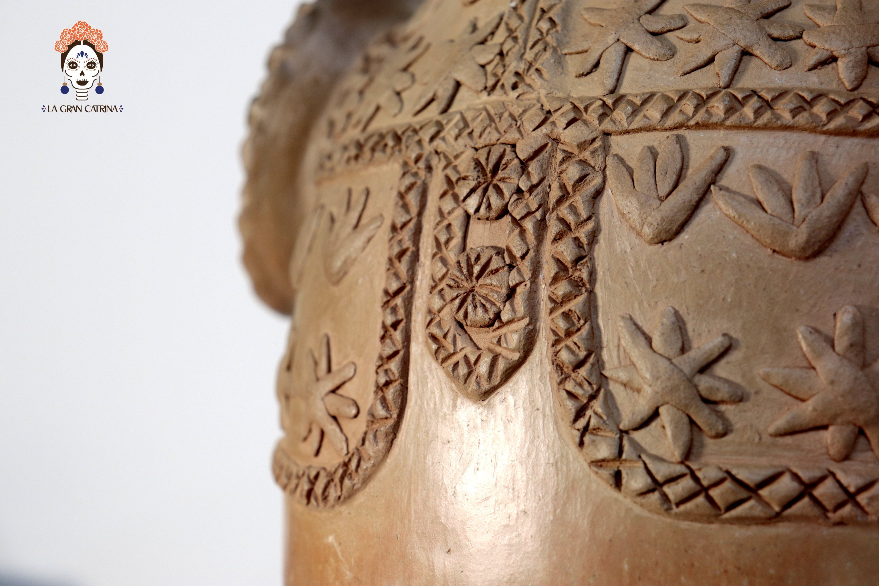 Vessel Mixe Tlahui Huipil of Natural Clay - 14.9 in. - in. Production Silvia Mixe