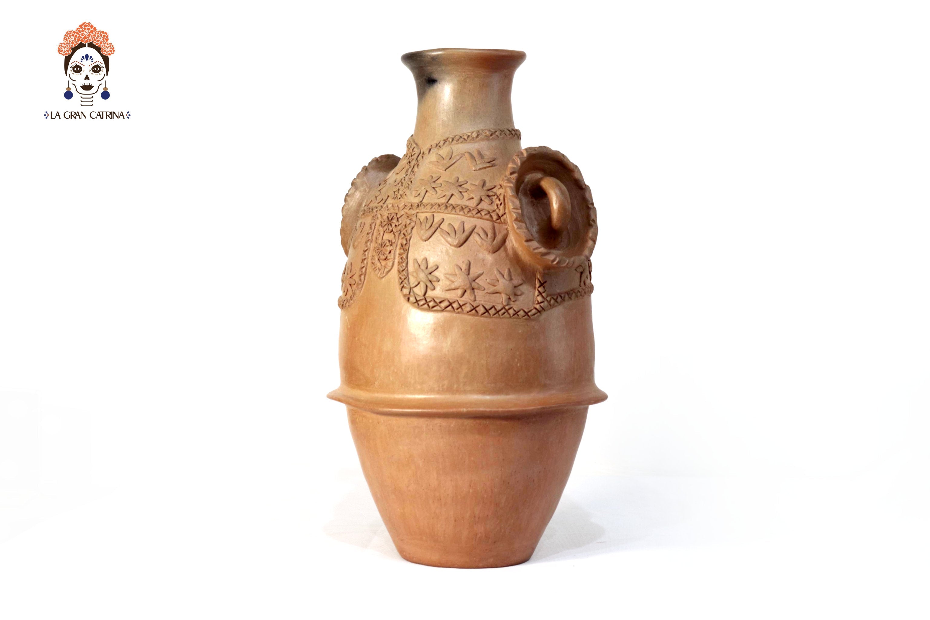 Vessel Mixe Tlahui Huipil of Natural Clay - 14.9 in. - in. Production Silvia Mixe