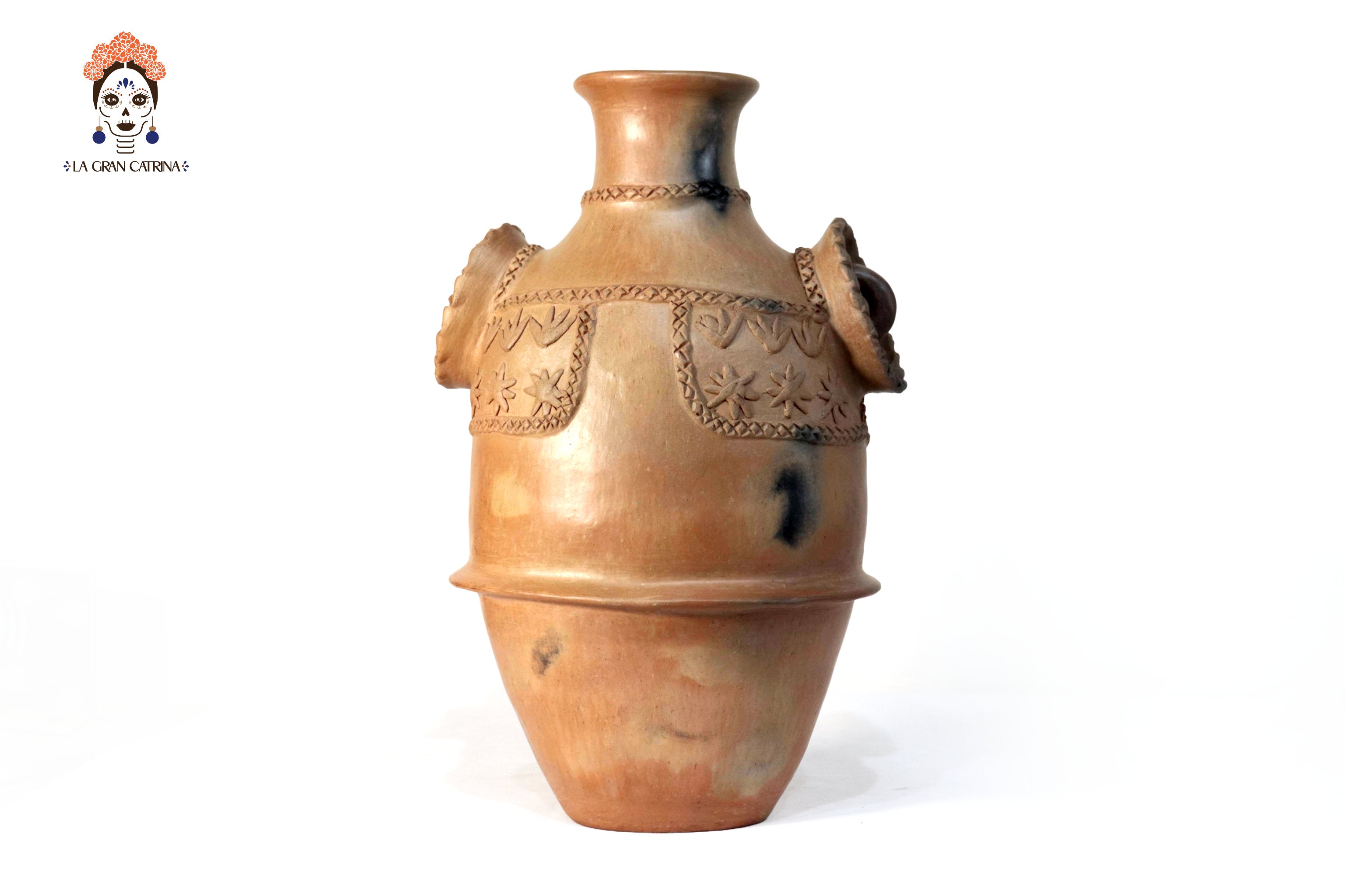 Vessel Mixe Tlahui Huipil of Natural Clay - 14.9 in. - in. Production Silvia Mixe