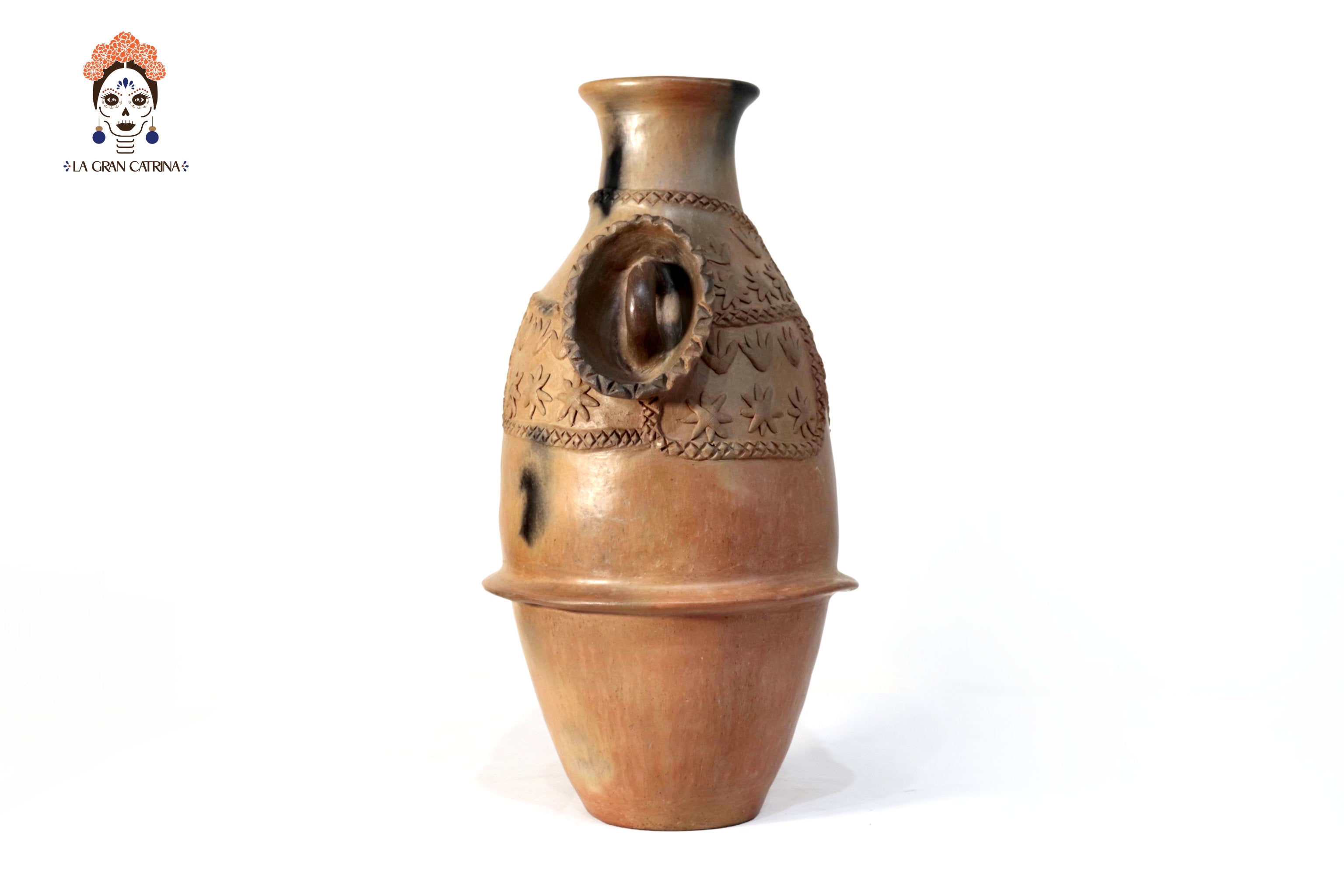 Vessel Mixe Tlahui Huipil of Natural Clay - 14.9 in. - in. Production Silvia Mixe