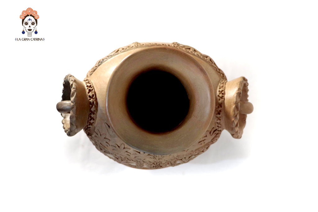 Vessel Mixe Tlahui Huipil of Natural Clay - 14.9 in. - in. Production Silvia Mixe