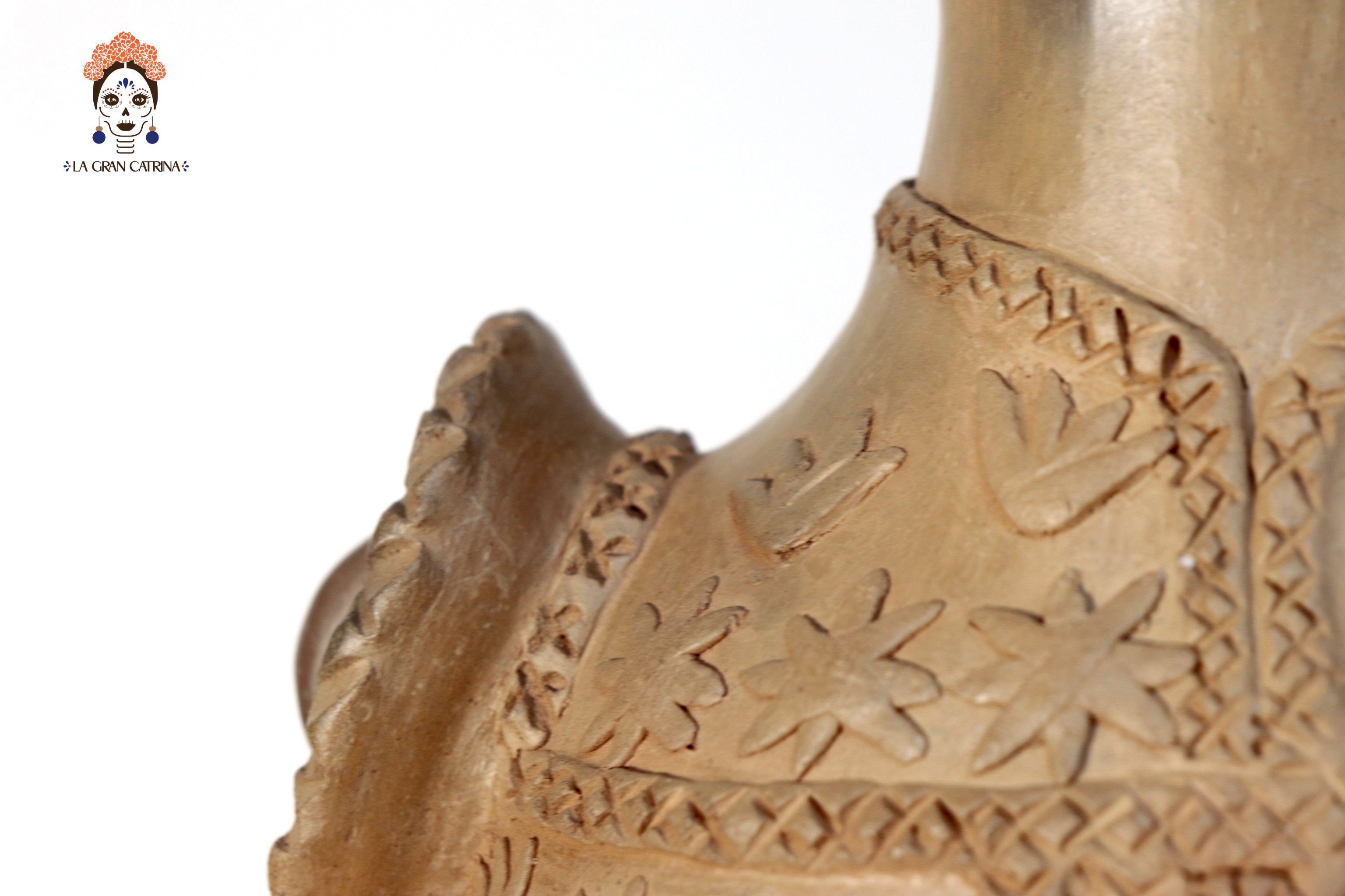 Vessel Mixe Tlahui Huipil of Natural Clay - 14.9 in. - in. Production Silvia Mixe