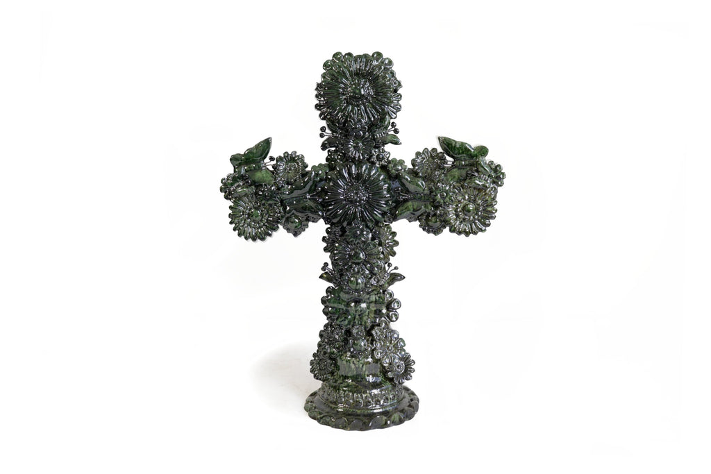 Cross green - Glazed Clay - 10 in. Tereri
