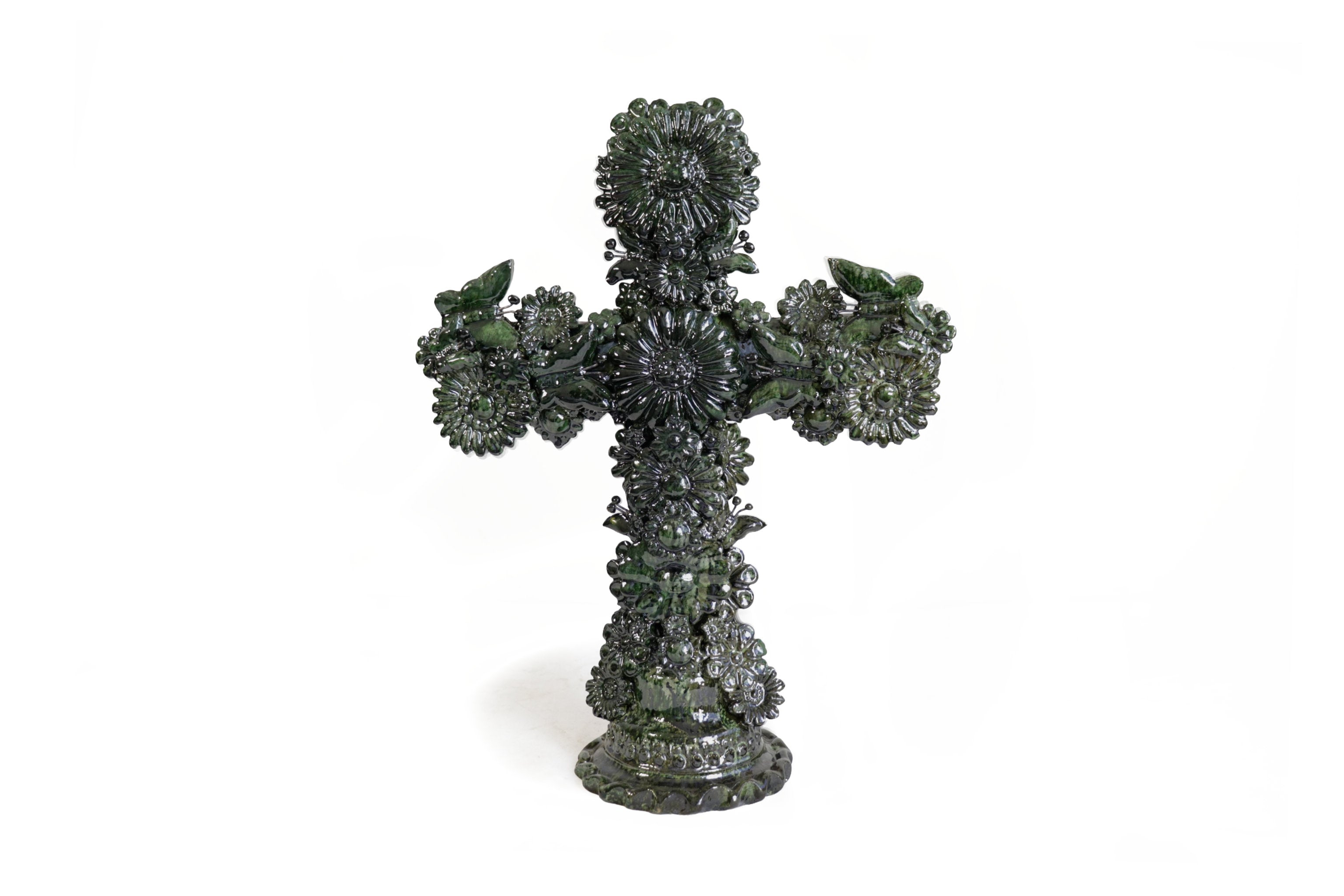 Cross green - Glazed Clay - 10 in. Tereri