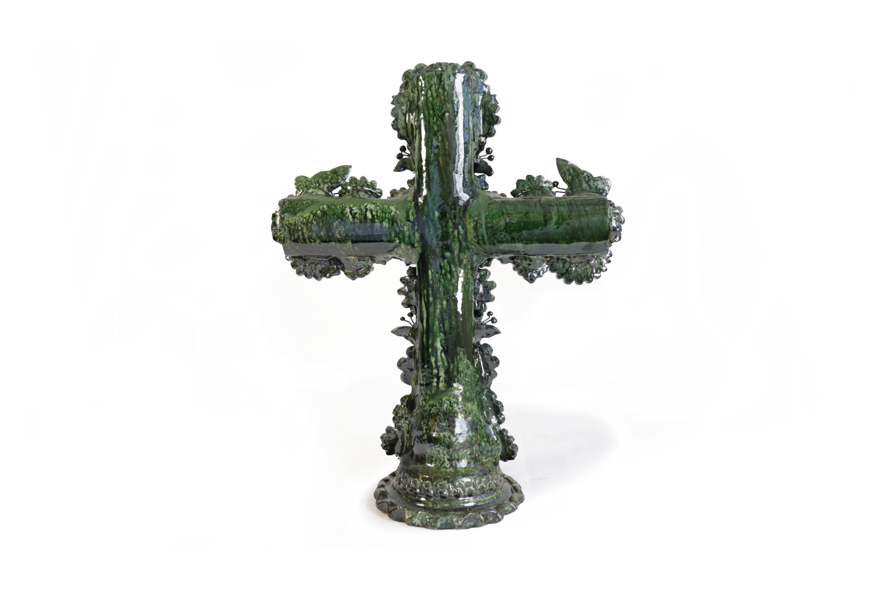 Cross green - Glazed Clay - 10 in. Tereri