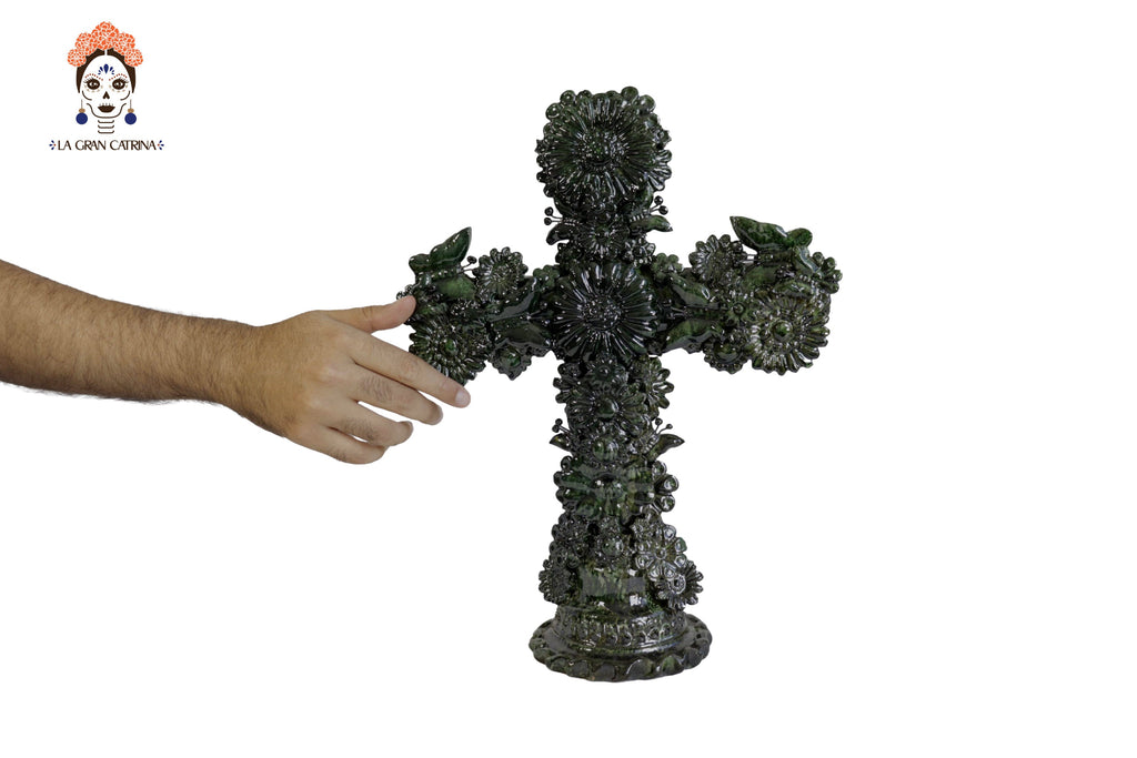 Cross green - Glazed Clay - 10 in. Tereri