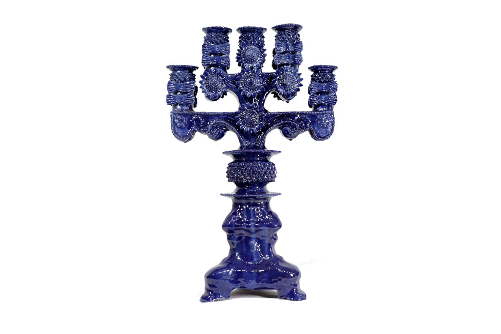 Candleholder Blue 5-Candle - Glazed Clay - 20 in. Juan Gtz