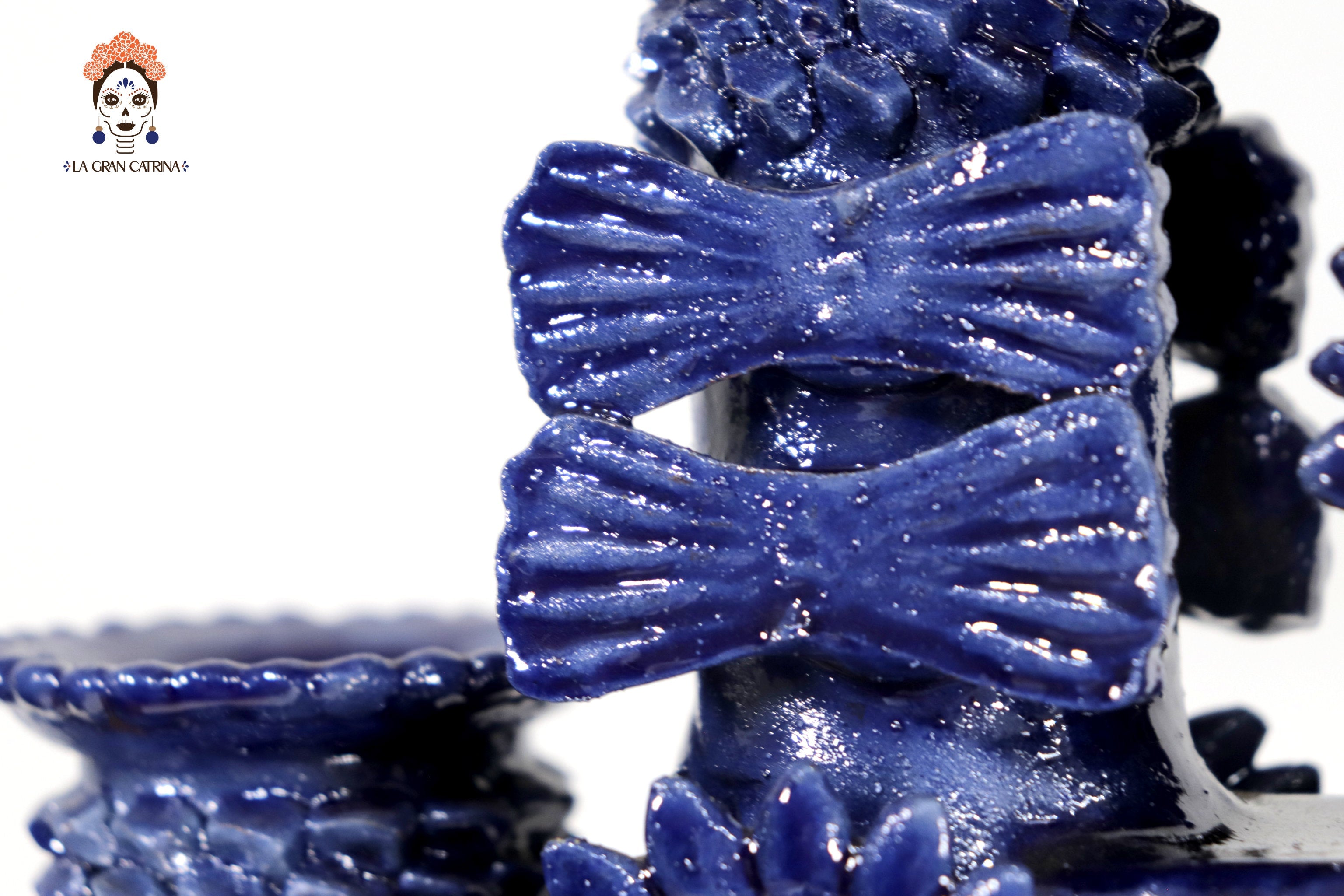 Candleholder Blue 5-Candle - Glazed Clay - 20 in. Juan Gtz