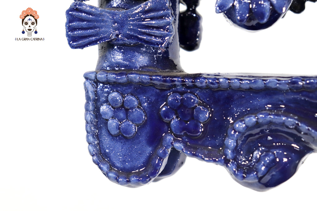 Candleholder Blue 5-Candle - Glazed Clay - 20 in. Juan Gtz