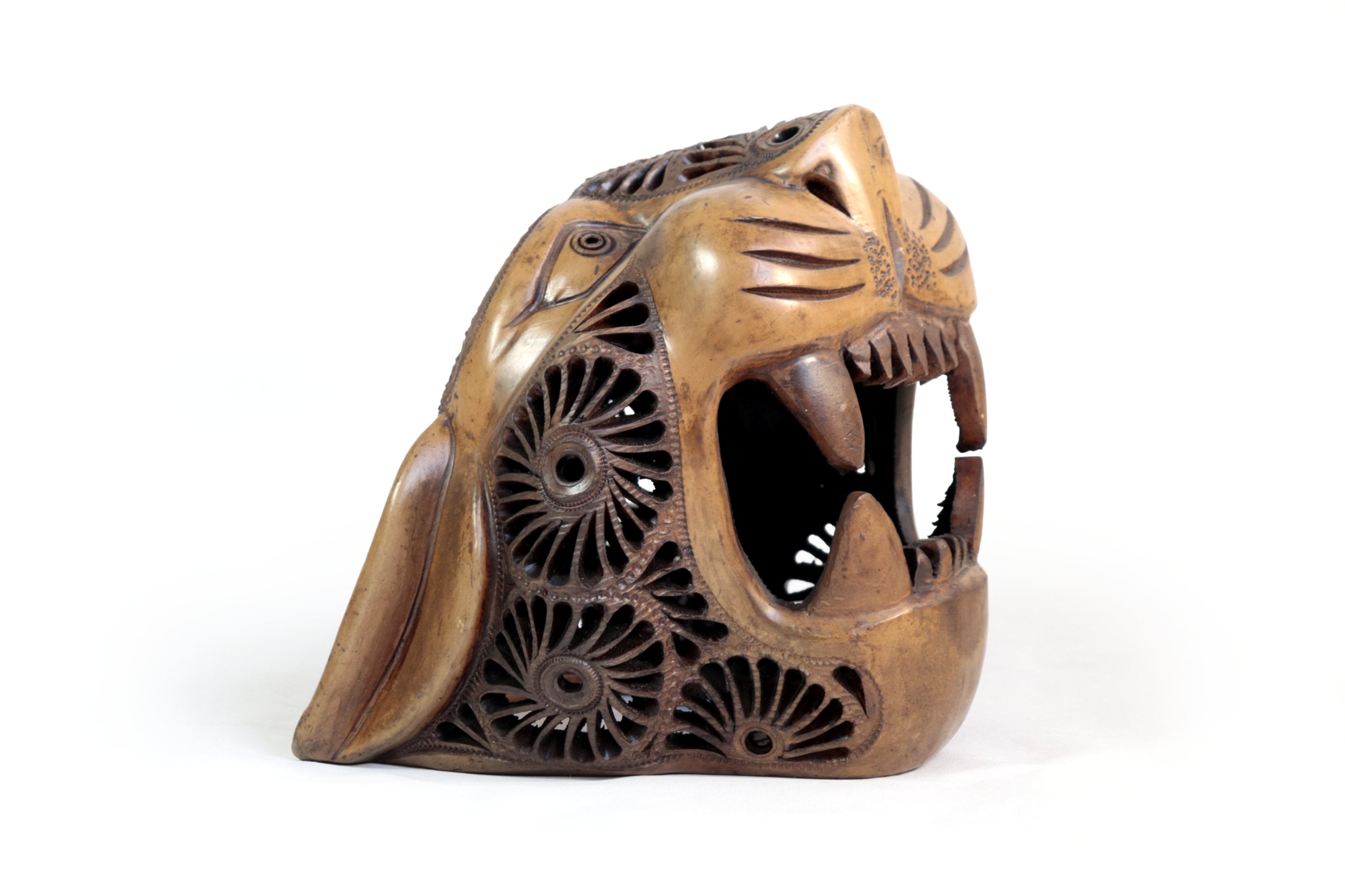 Black Clay Brown Jaguar Head - 8.7 in. Tere Oax