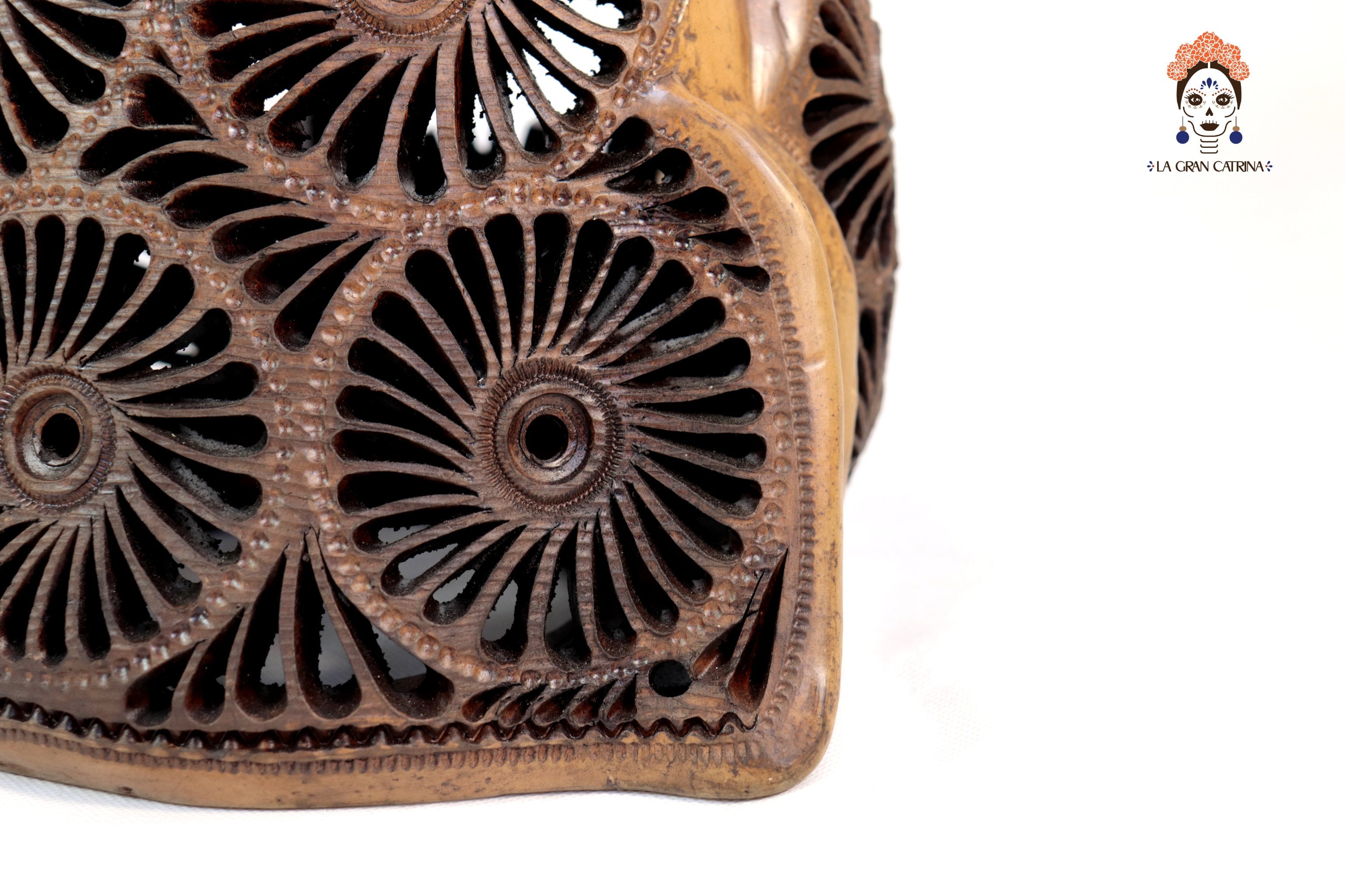 Black Clay Brown Jaguar Head - 8.7 in. Tere Oax