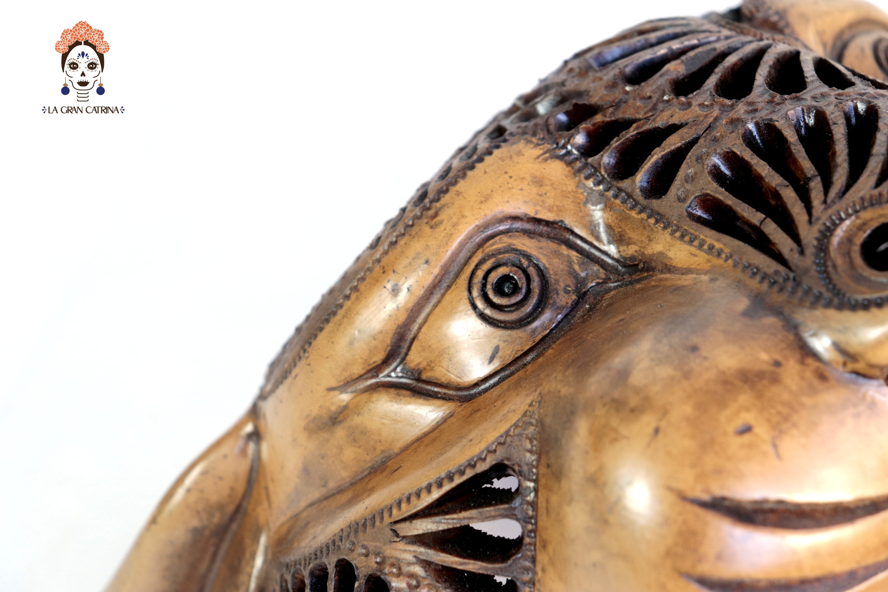 Black Clay Brown Jaguar Head - 8.7 in. Tere Oax