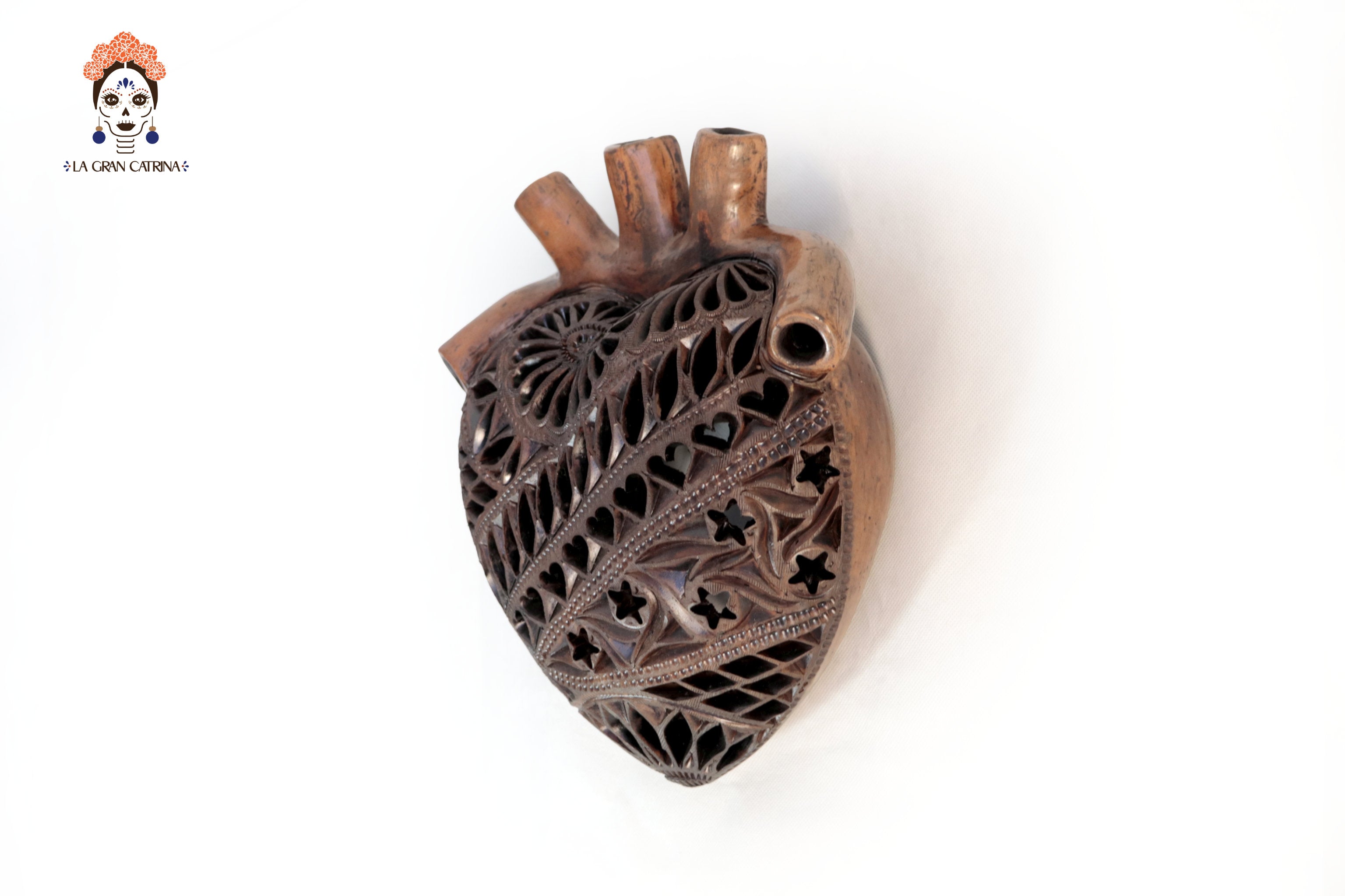 Heart Arteria Brown en Black Clay 11 in. Tere Oax