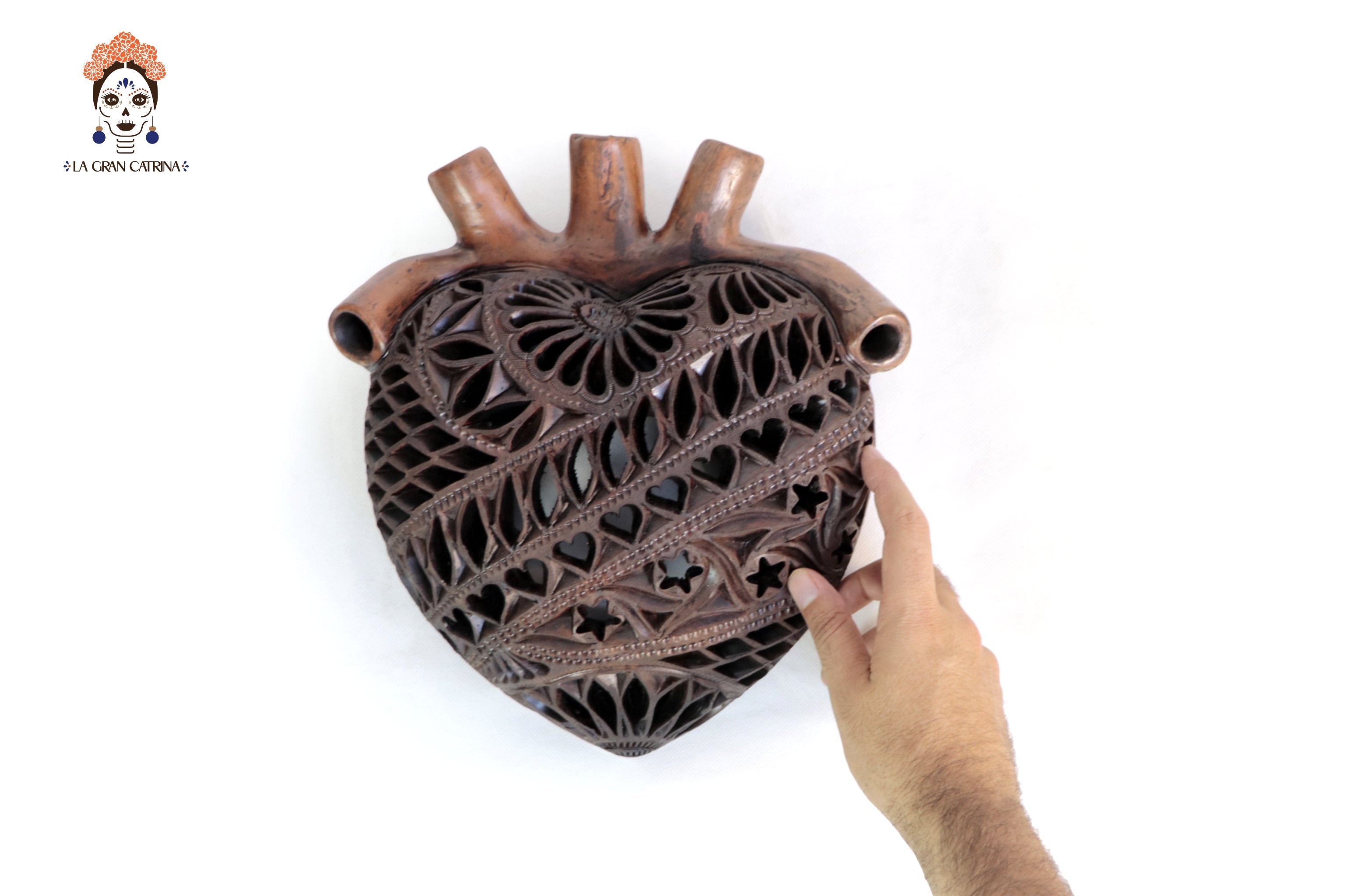 Heart Arteria Brown en Black Clay 11 in. Tere Oax