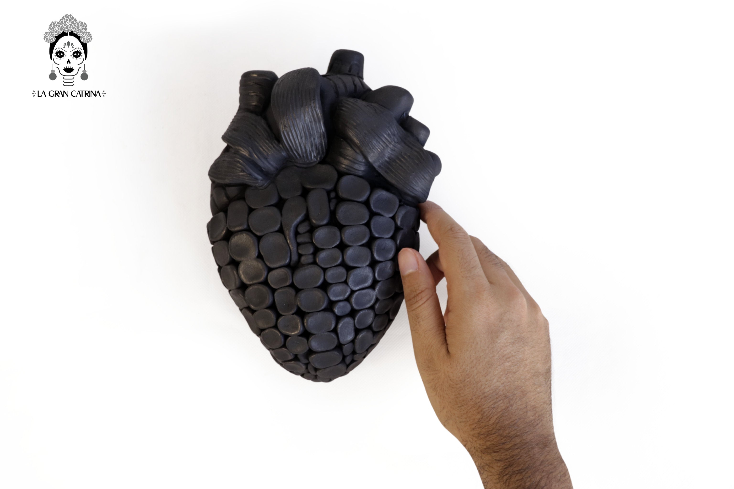 Corn Heart Matte - San Bartolo Black Clay 7.8 in. Tierra Lumbre