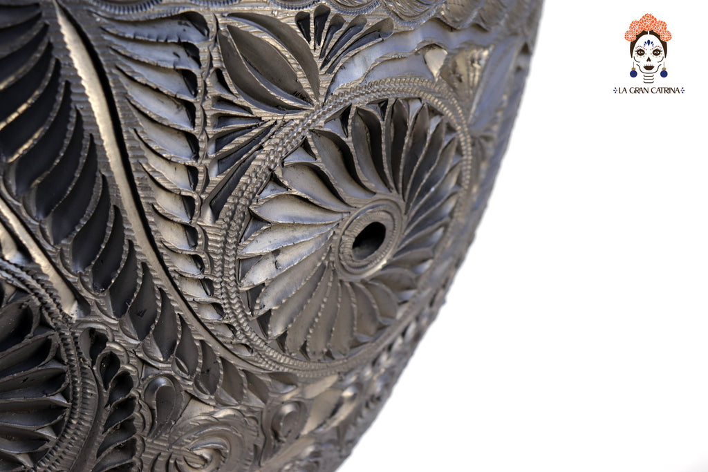 Large Artisan Black Clay Vase