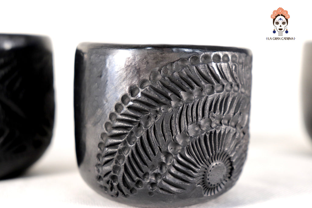 Handcrafted Black Clay Shot Glasses - Wholesale 10+ Pieces or More. 2.5 in. Tere Oax