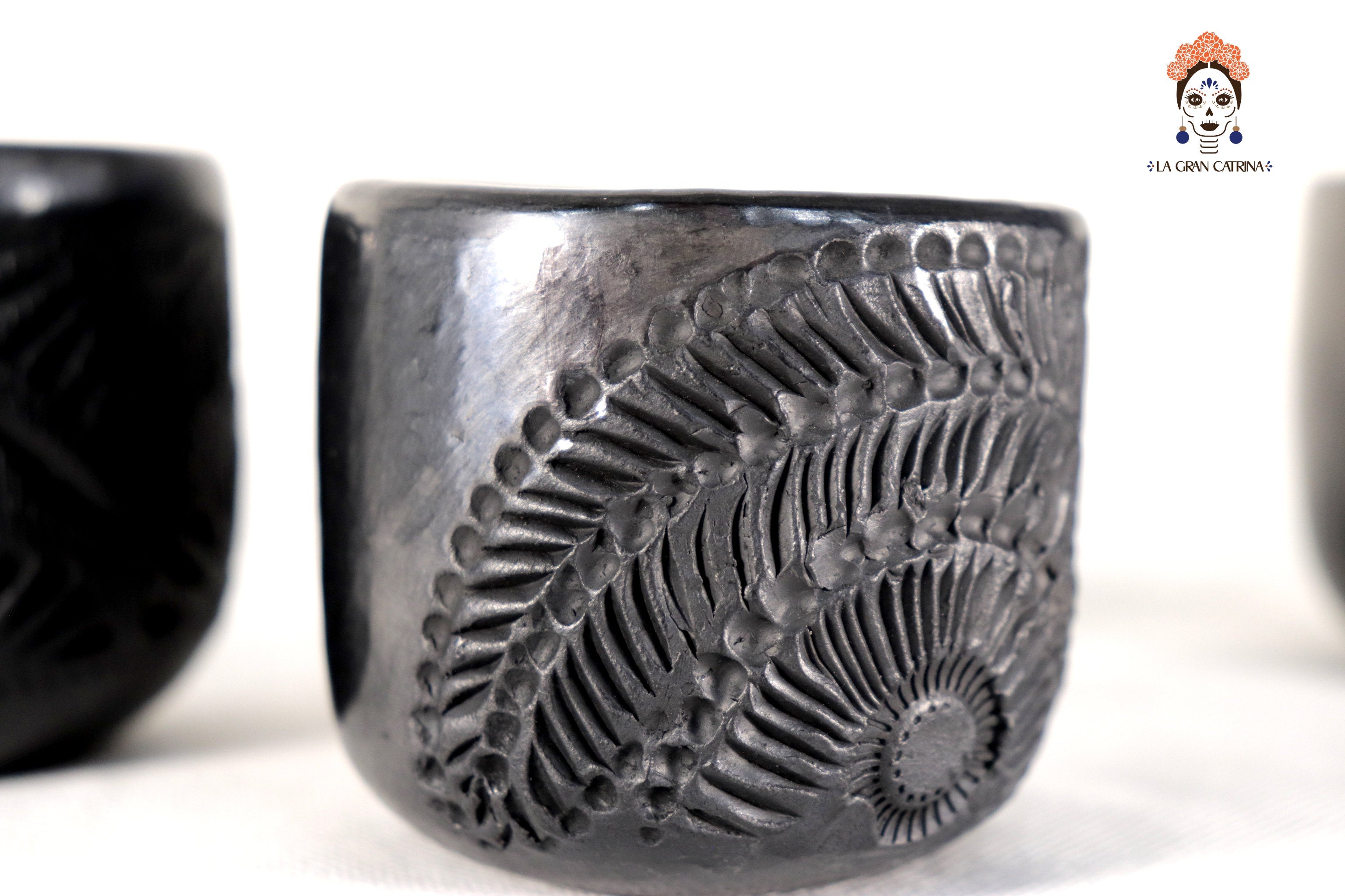 Handcrafted Black Clay Shot Glasses - Wholesale 10+ Pieces or More. 2.5 in. Tere Oax